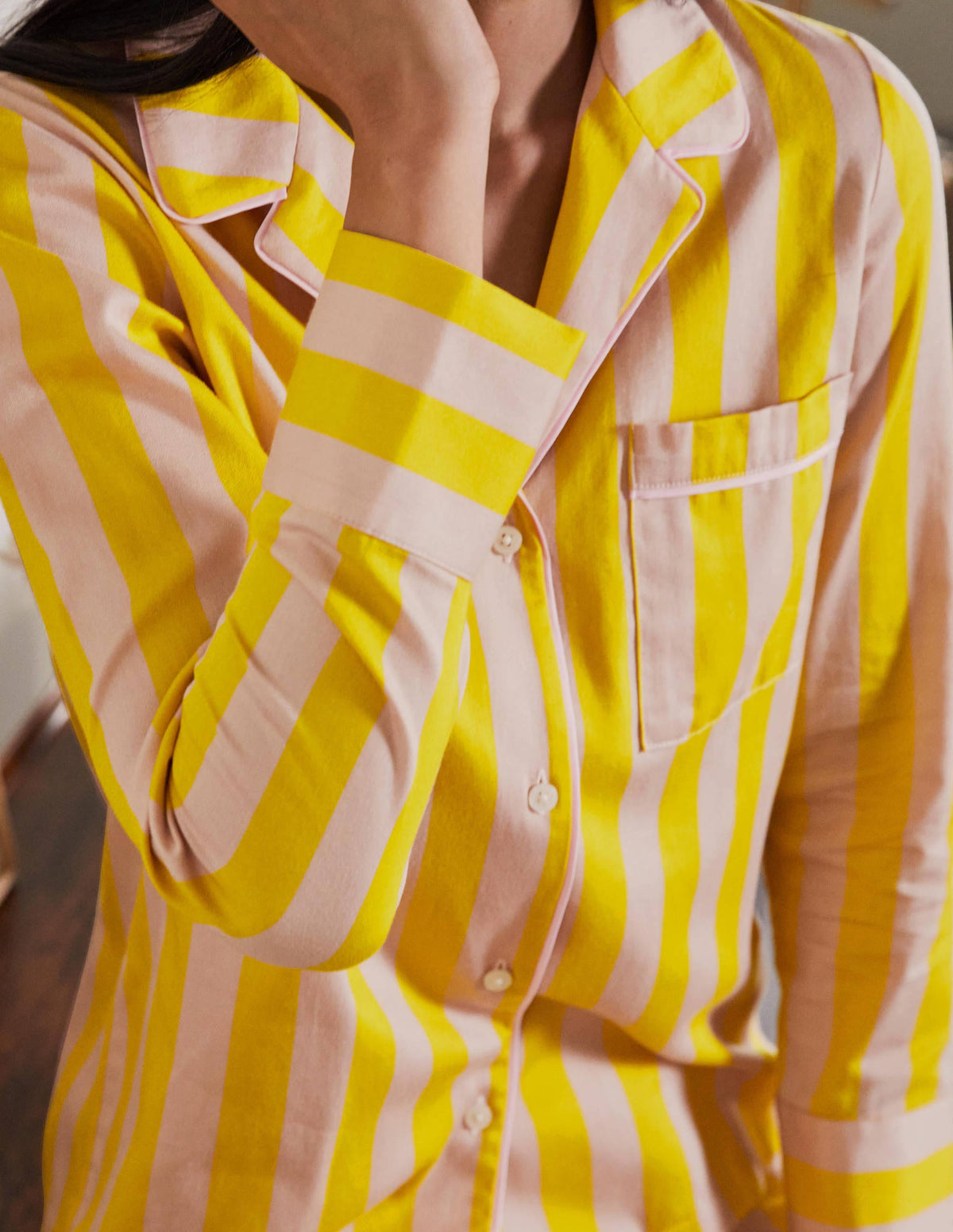 Janie Pajama Shirt-Milkshake and Wasp Stripe - Image 1