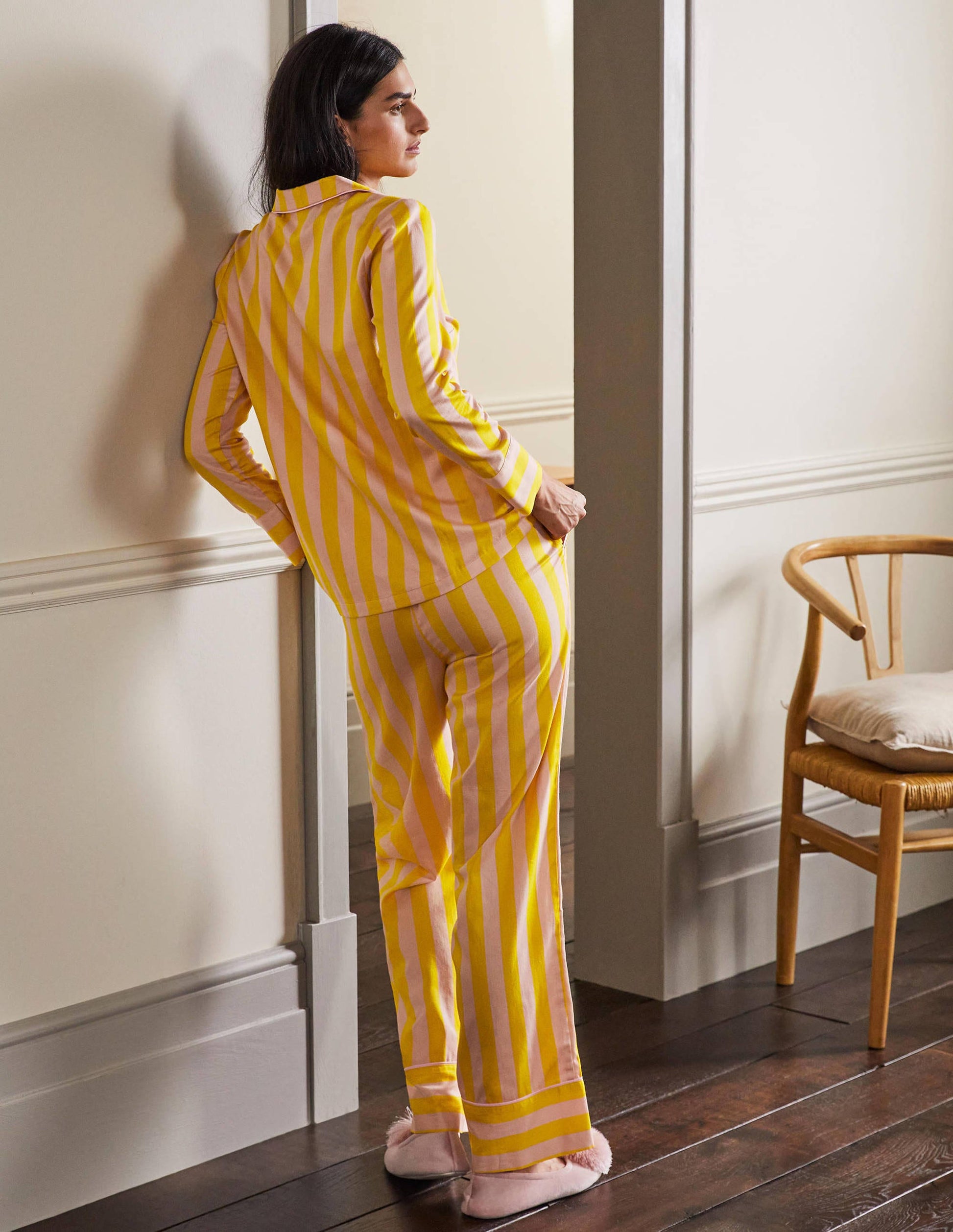 Janie Pajama Shirt-Milkshake and Wasp Stripe-2