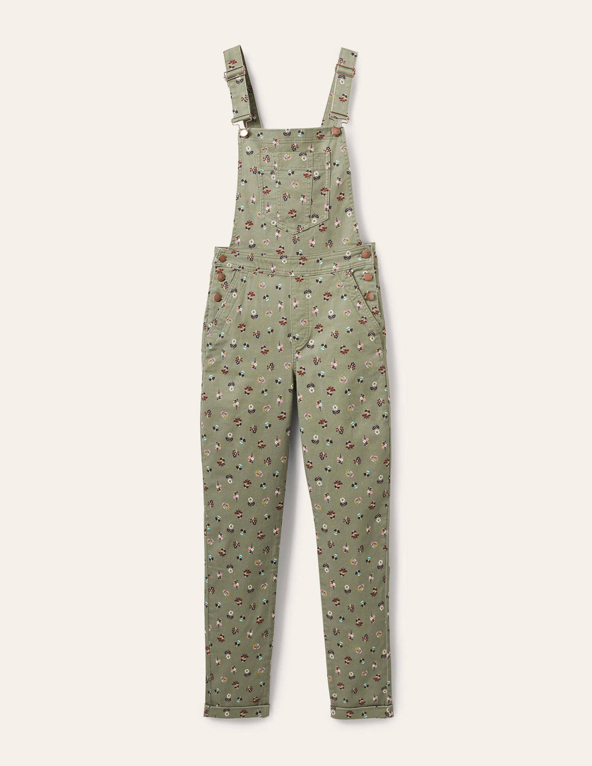 Girlfriend Overalls-Pale Khaki, Dainty Floral - Image 5