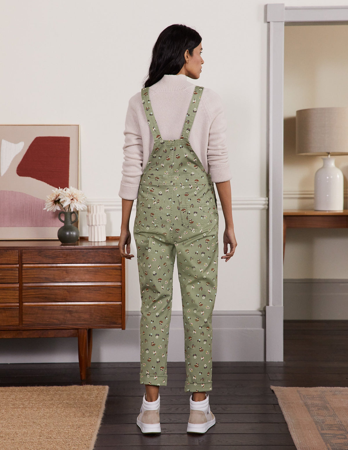 Girlfriend Overalls-Pale Khaki, Dainty Floral-2
