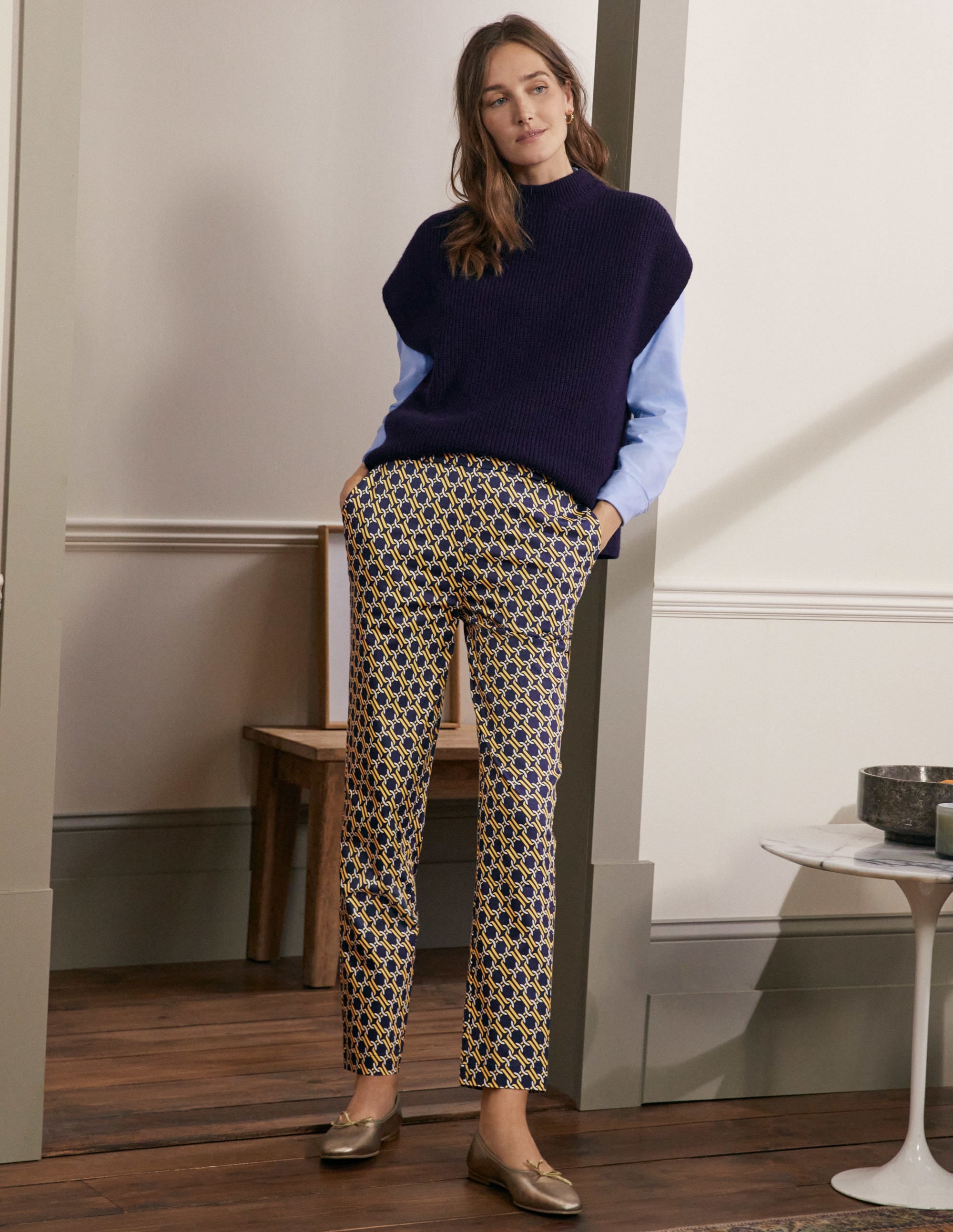 Pull On Pants-Navy, Chain Geo - Image 5