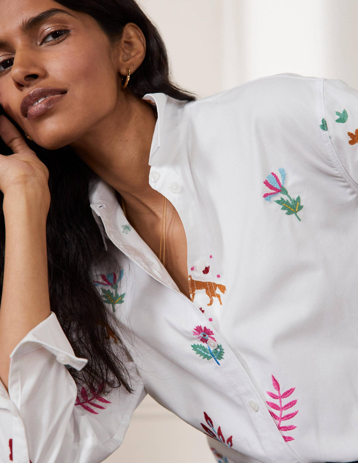 Agnes Oversized Shirt-White Embroidered - Image 1