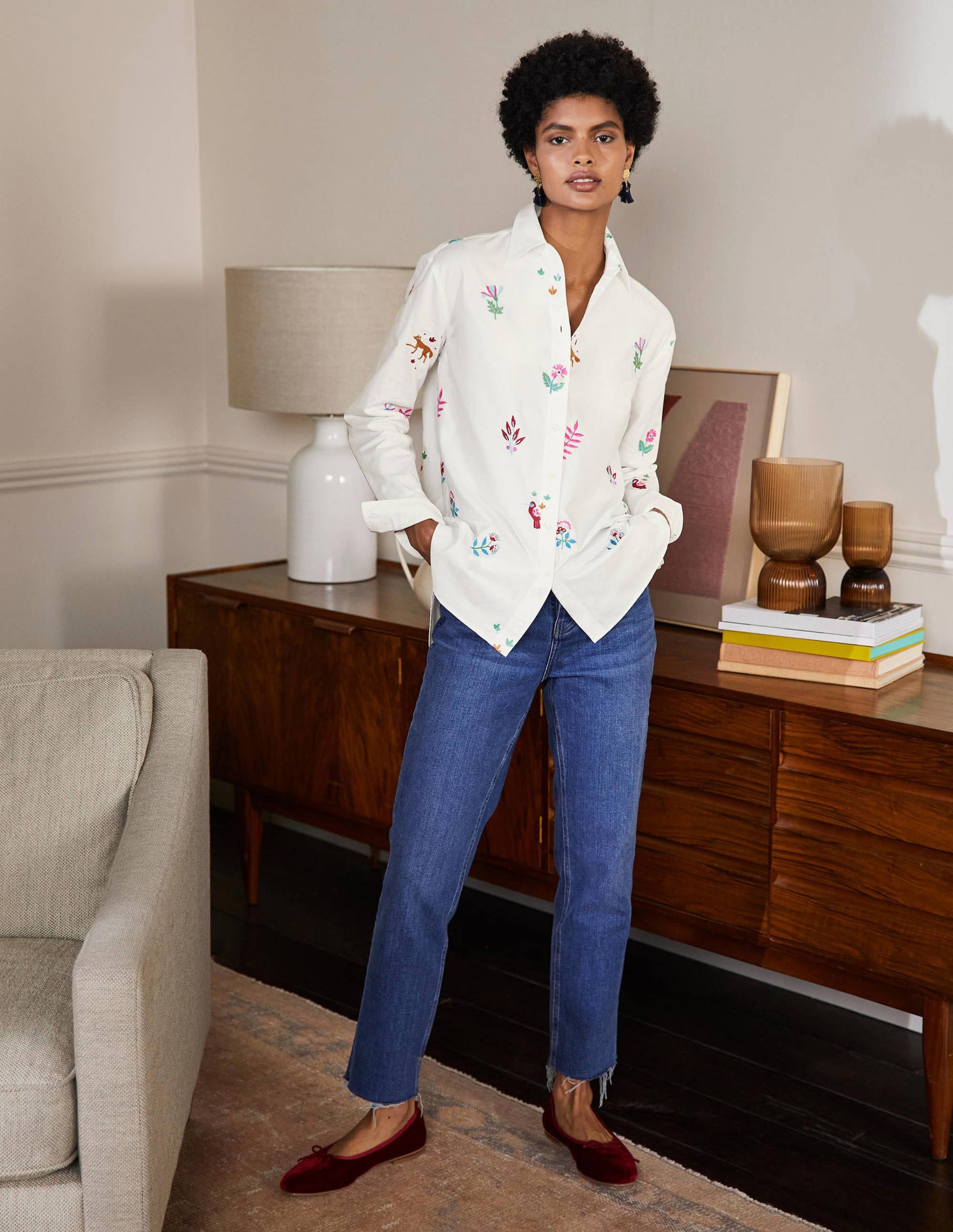 Agnes Oversized Shirt-White Embroidered-3