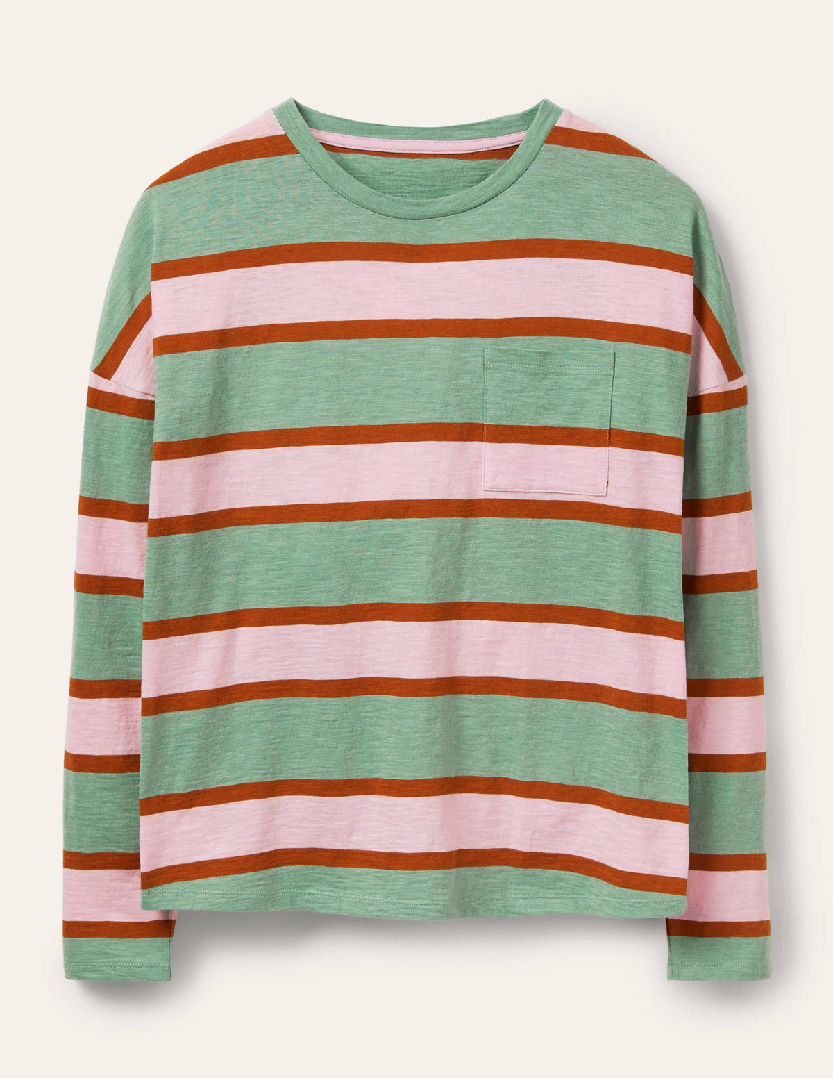 Boxy Jersey Tee-Duck Egg/ Coconut Stripe - Image 5
