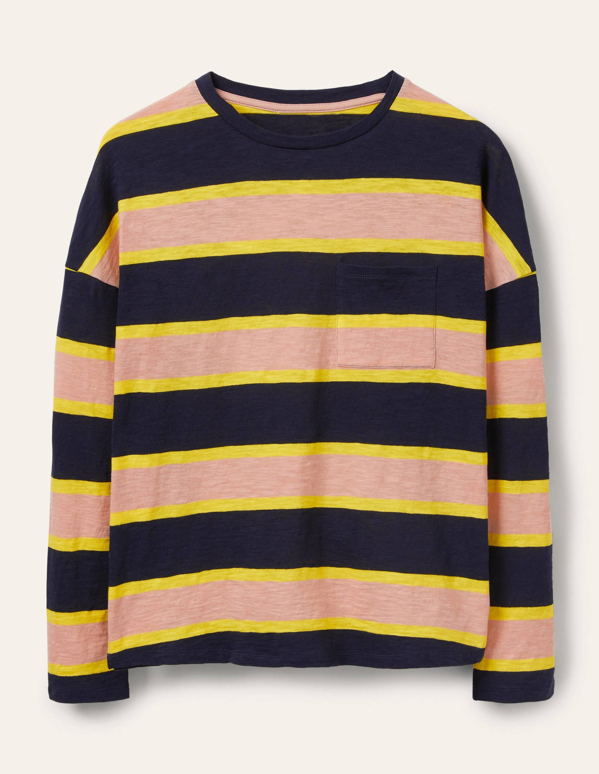 Boxy Jersey Tee-Navy/ Milkshake Stripe - Image 5