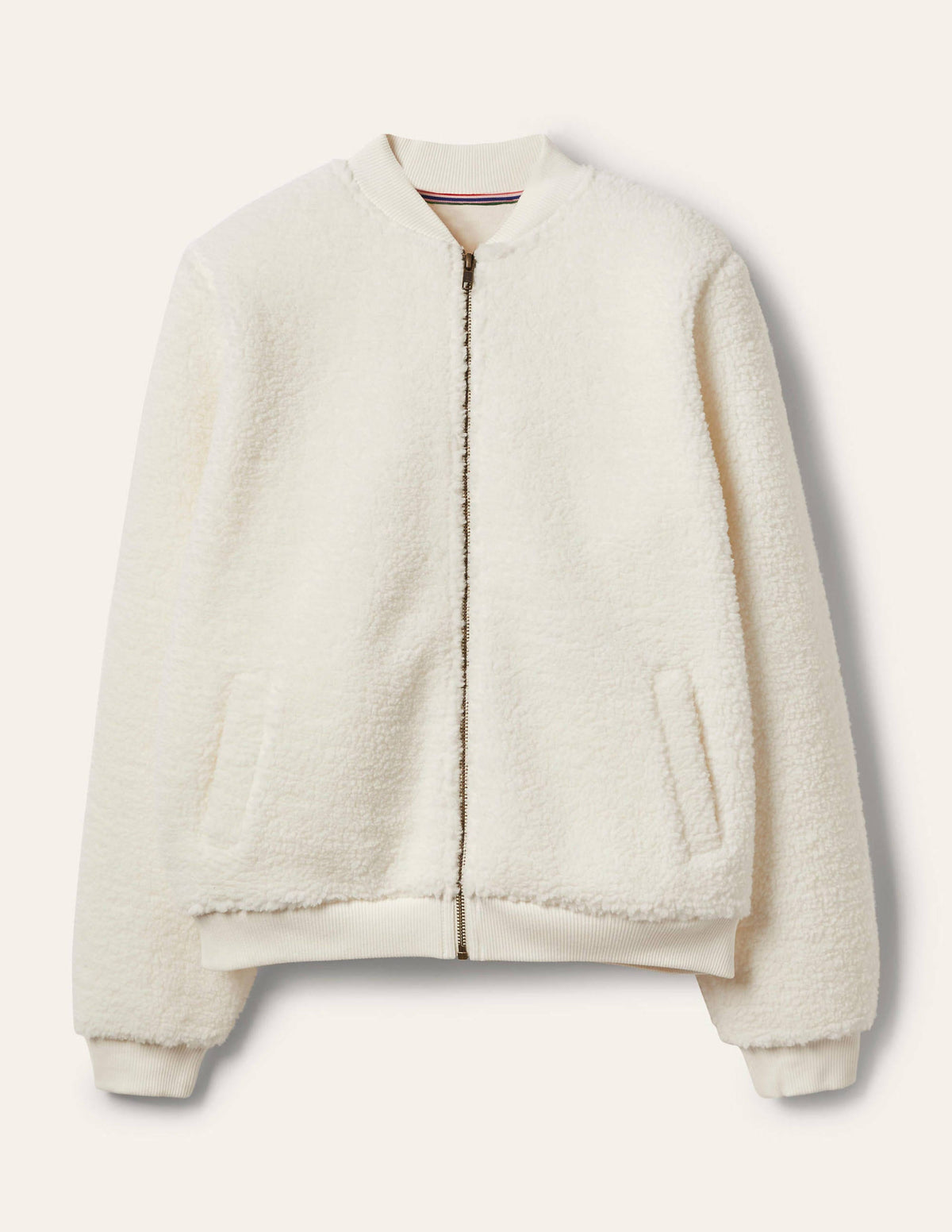 Teddy Zip-Through Jacket-Ivory - Image 6