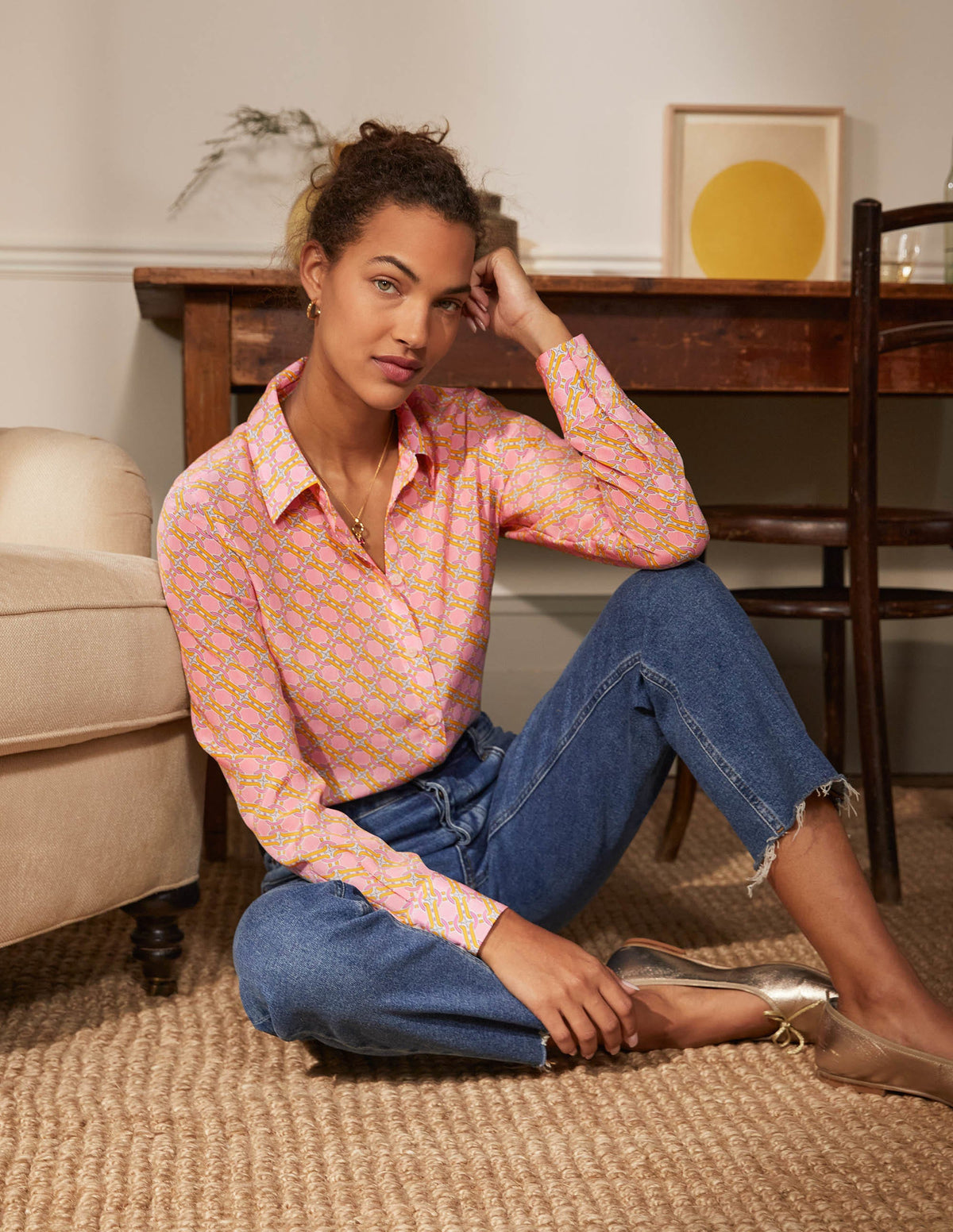 Silk Shirt-Dusk Cloud Pink, Chain Geo-4