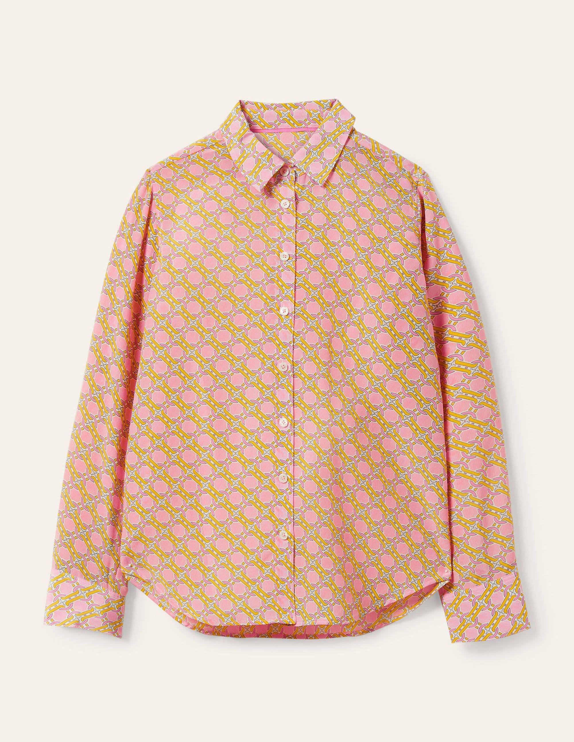 Silk Shirt-Dusk Cloud Pink, Chain Geo - Image 5
