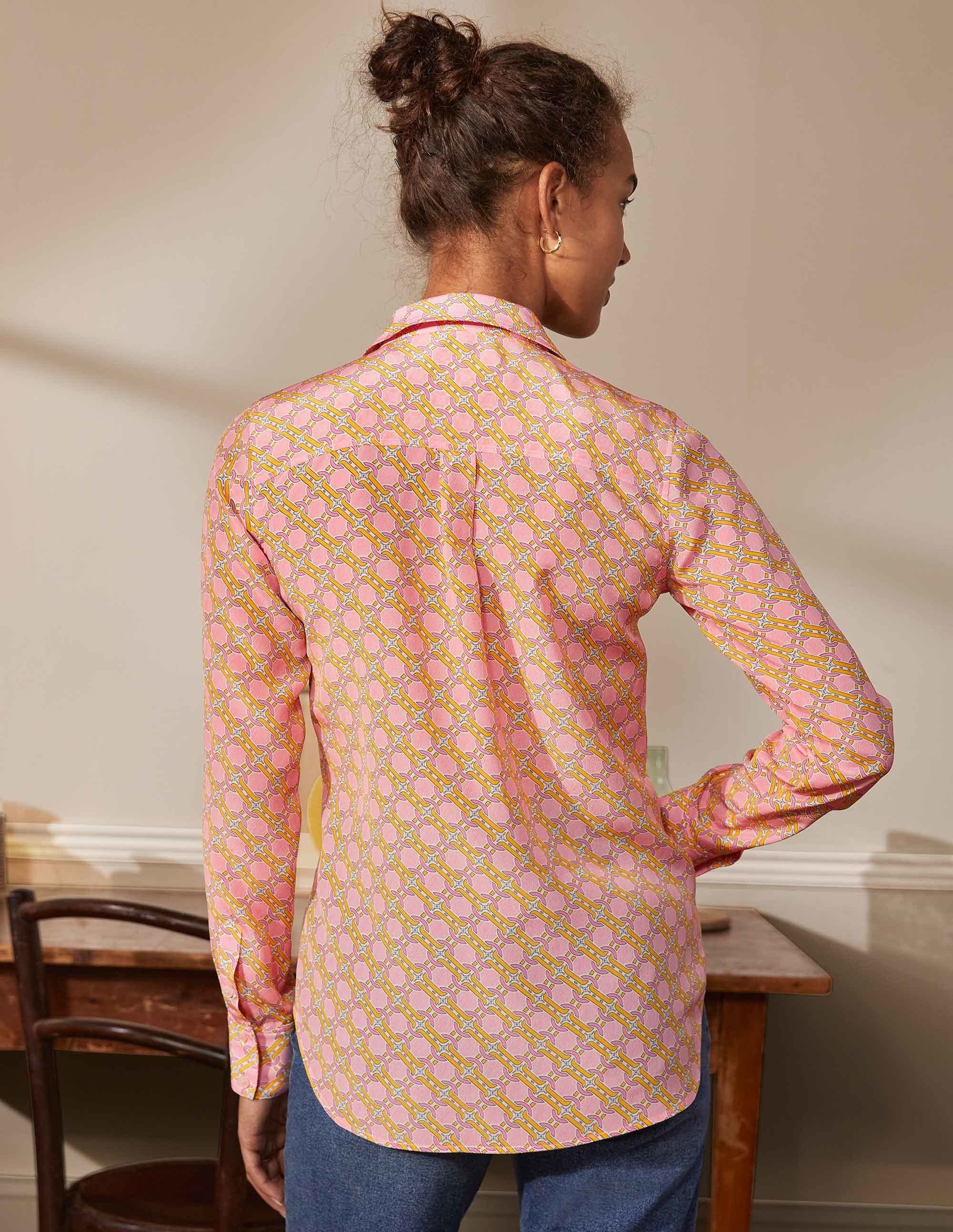 Silk Shirt-Dusk Cloud Pink, Chain Geo - Image 2