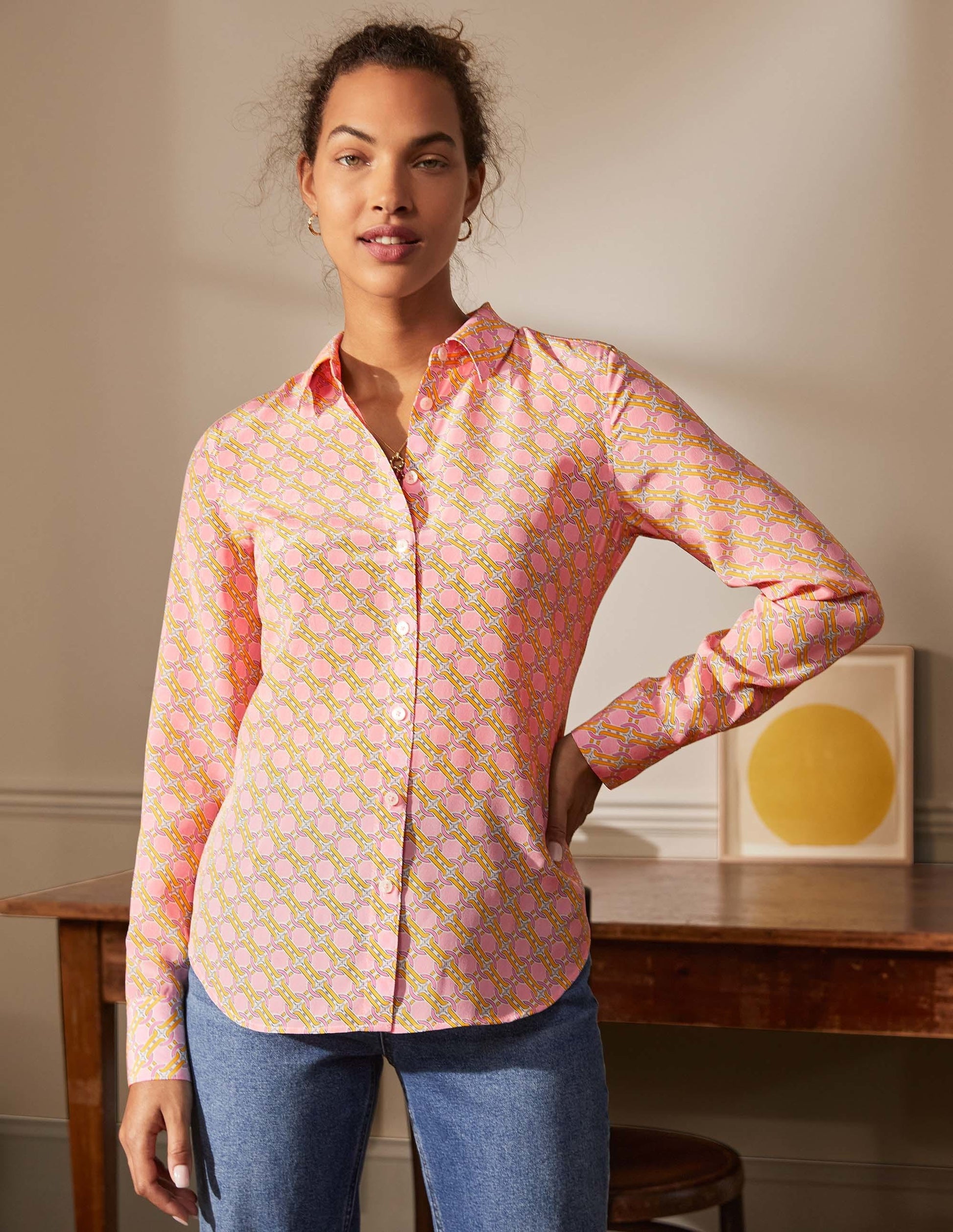 Silk Shirt-Dusk Cloud Pink, Chain Geo-3