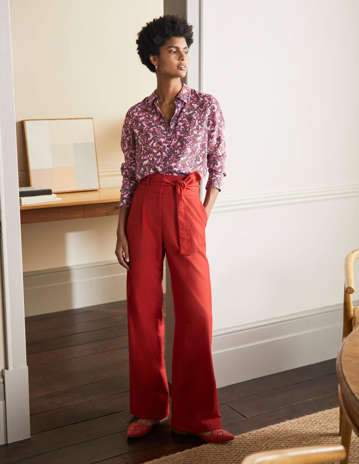 Silk Shirt-Old Rose, Exotic Floral - Image 3