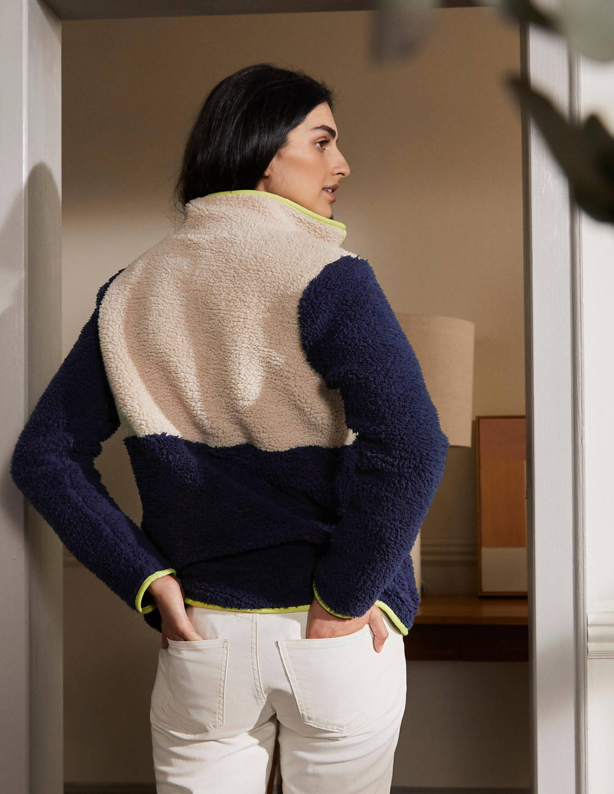Greta Fleece-Navy / Ecru - Image 2