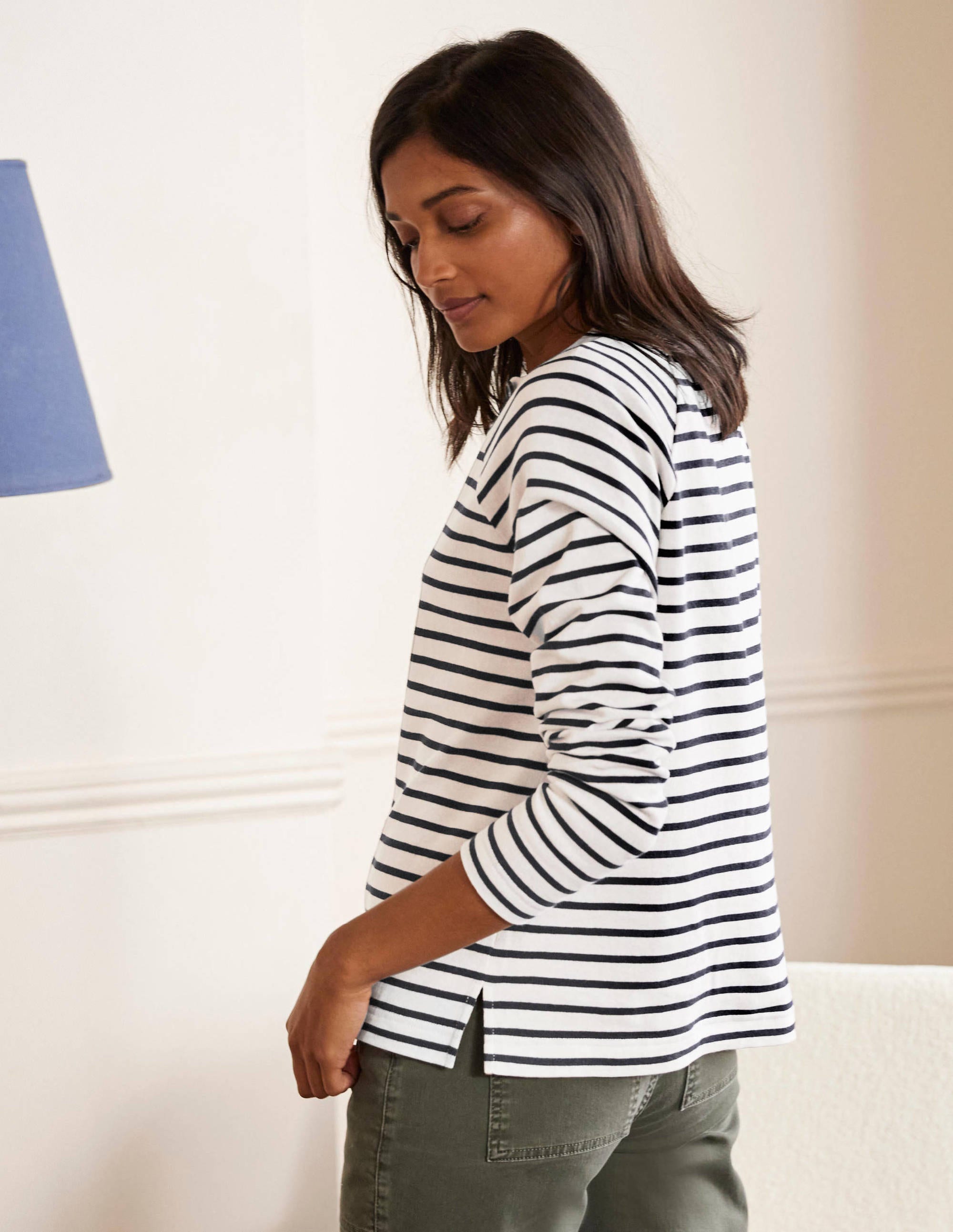 Mariner Henley Top-Ivory/Navy - Image 2