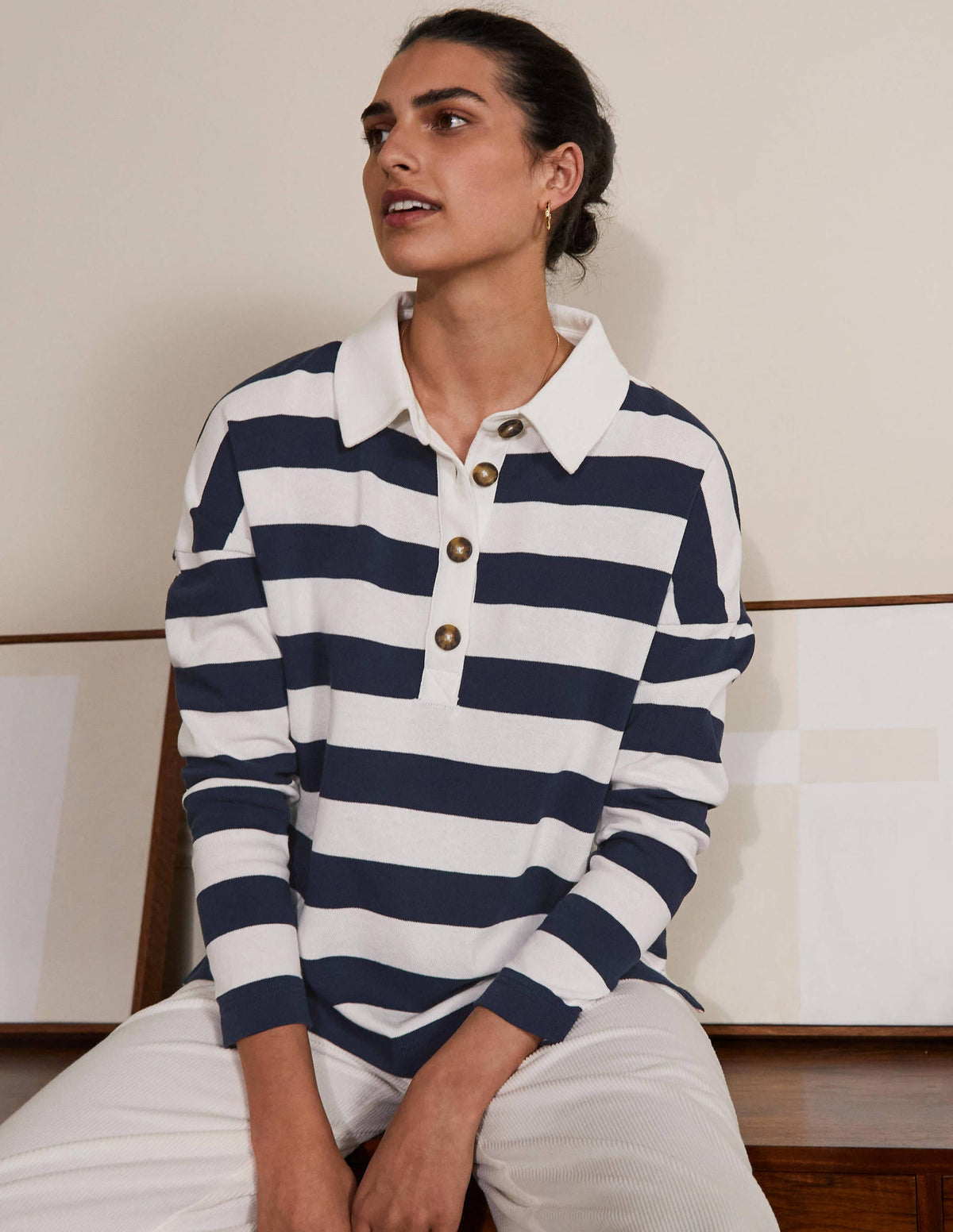 Phillipa Rugby Top-Navy/Ivory - Image 4