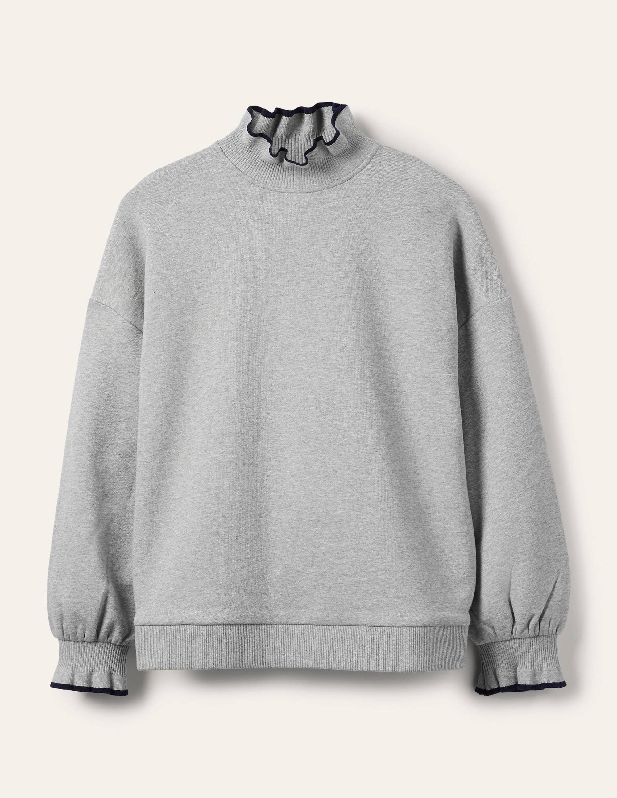 Ruffle Detail Sweatshirt-Grey Marl - Image 7