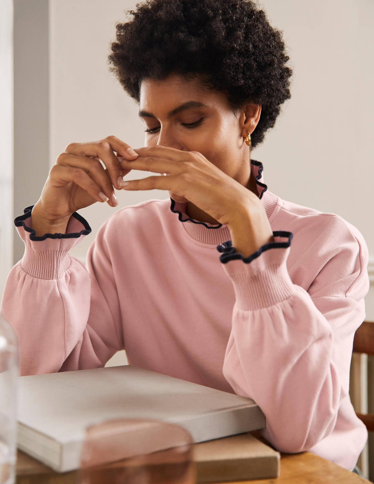 Ruffle Detail Sweatshirt-Milkshake - Image 2