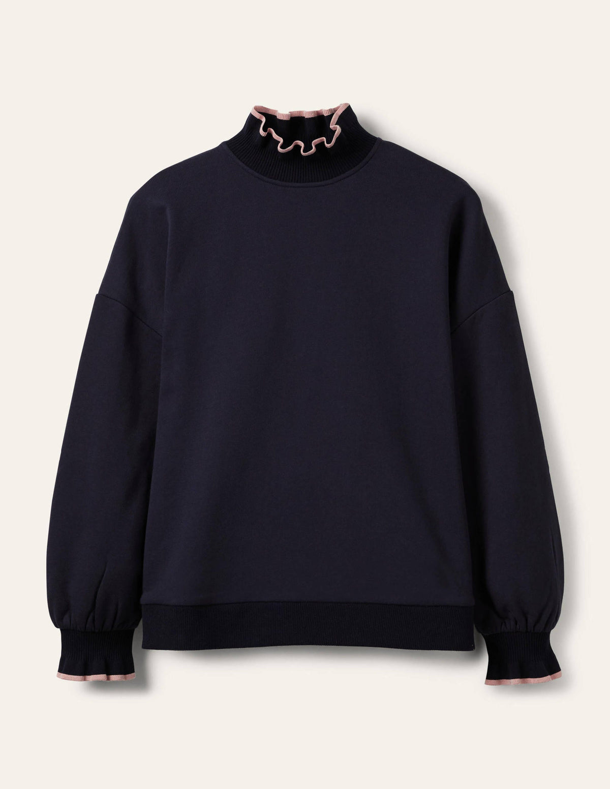 Ruffle Detail Sweatshirt-Navy-6