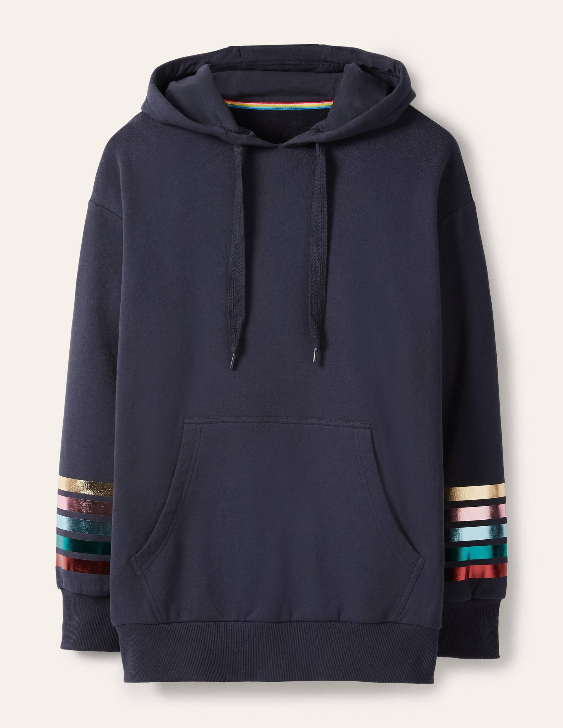 Oversized Hoodie-Navy Rainbow Foil Cuff-7
