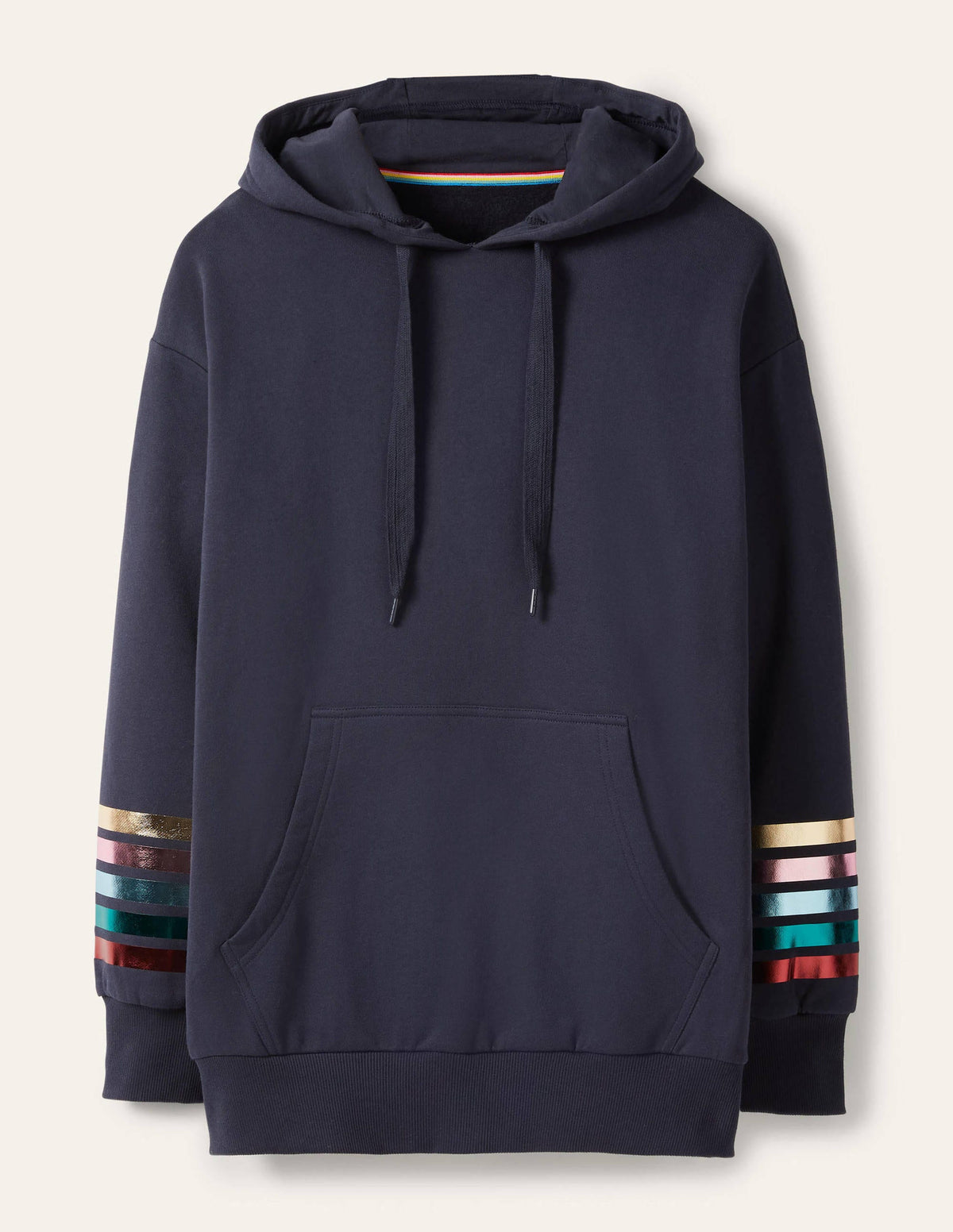Oversized Hoodie-Navy Rainbow Foil Cuff - Image 7