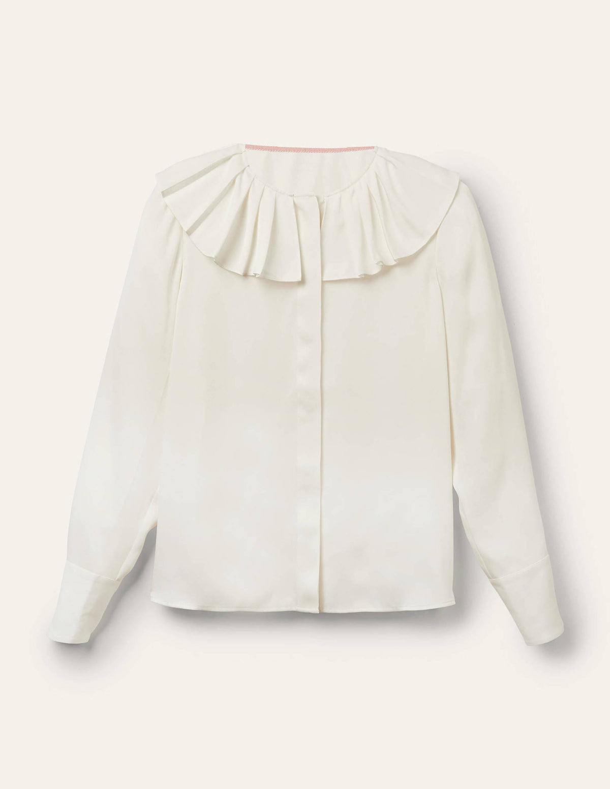 Pleated Collar Boxy Top-Ivory-5