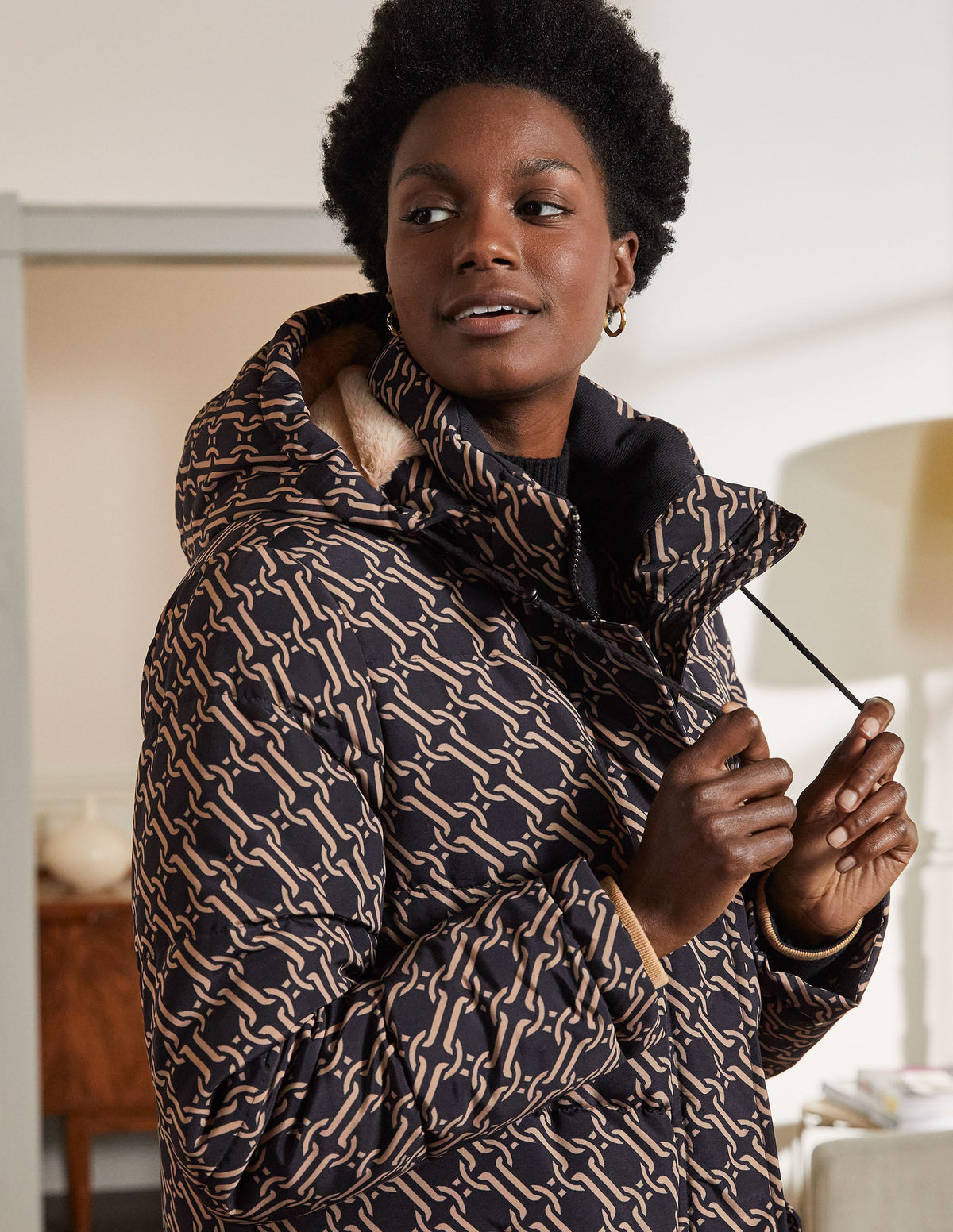 Skye Puffer Coat-Black, Chain Geo Large-2