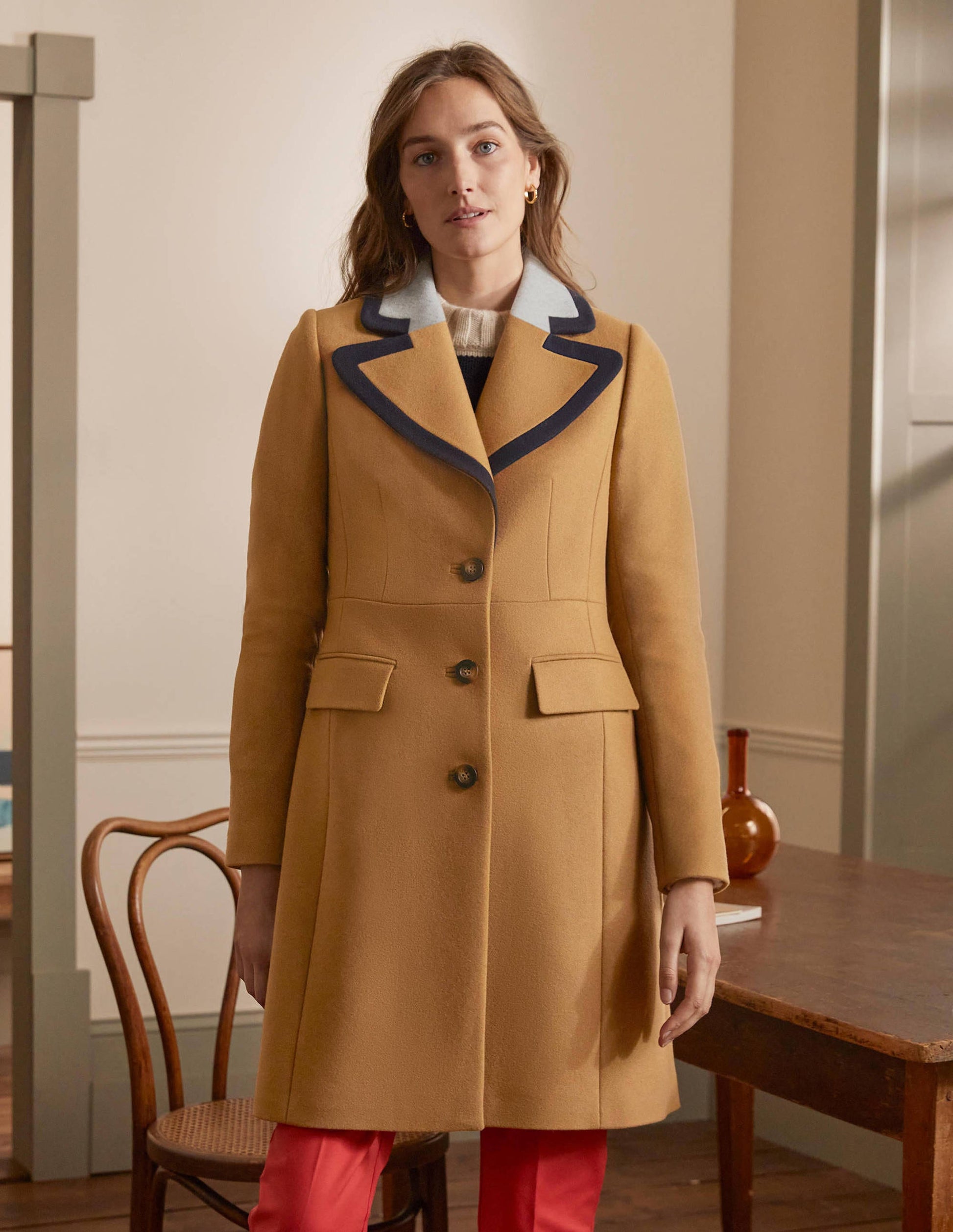 Wool Blend Tailored Coat-Ground Ginger-3