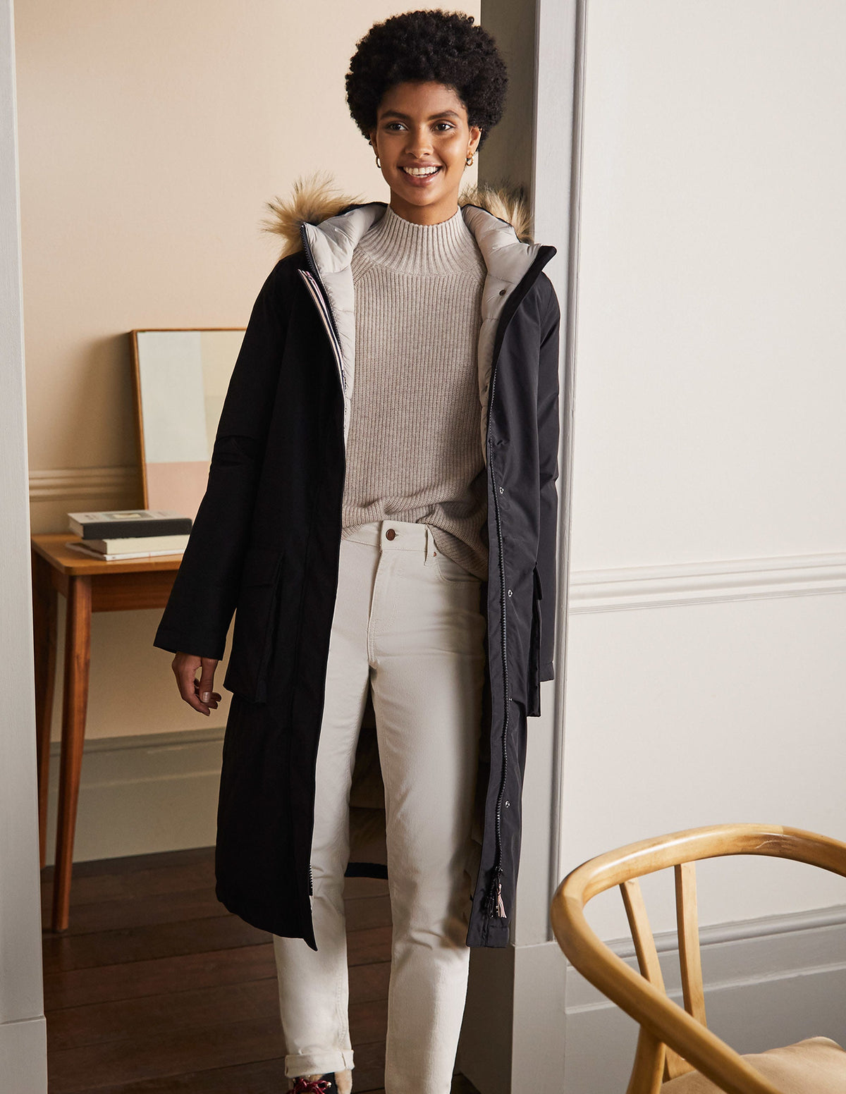 Orkney Padded Parka Coat-Black-4