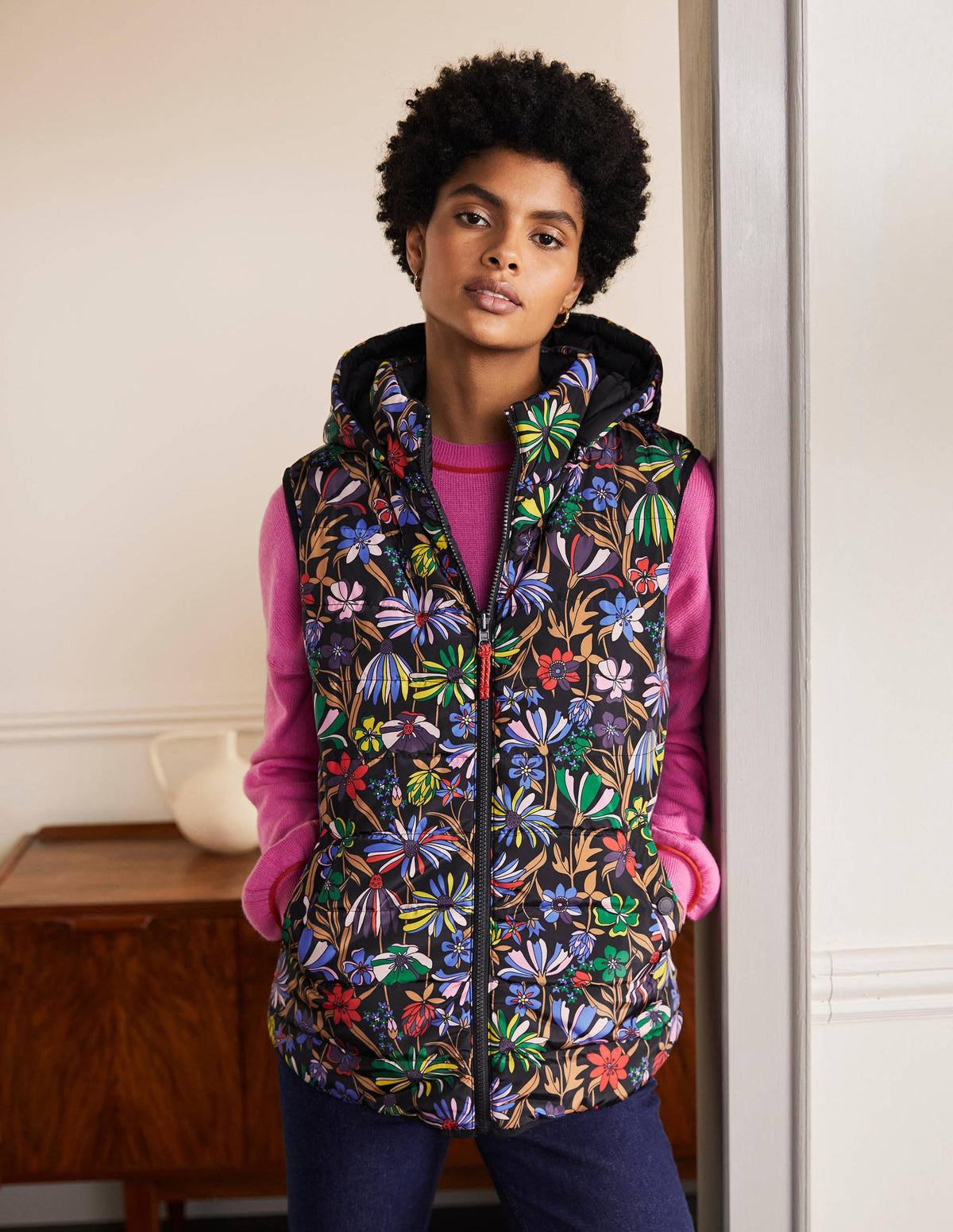 Reversible Lightweight Vest-Black, Wild Dandelion - Image 5