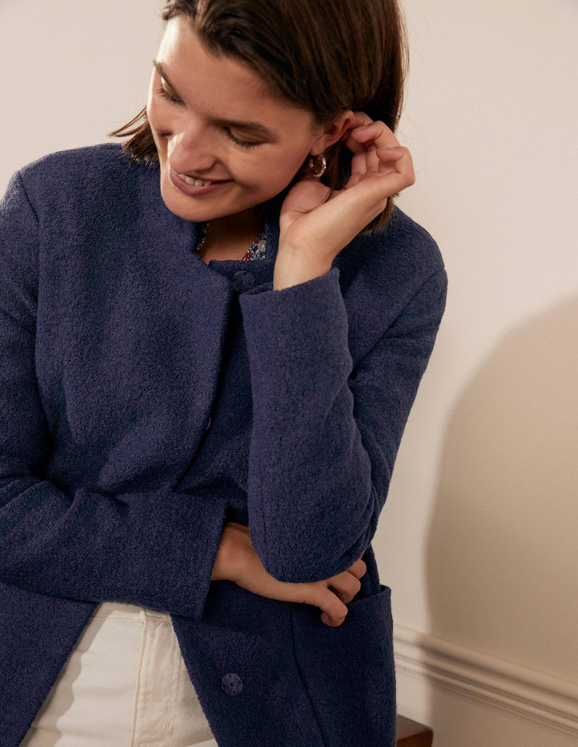 Chiltern Wool Blend Coat-Navy-3