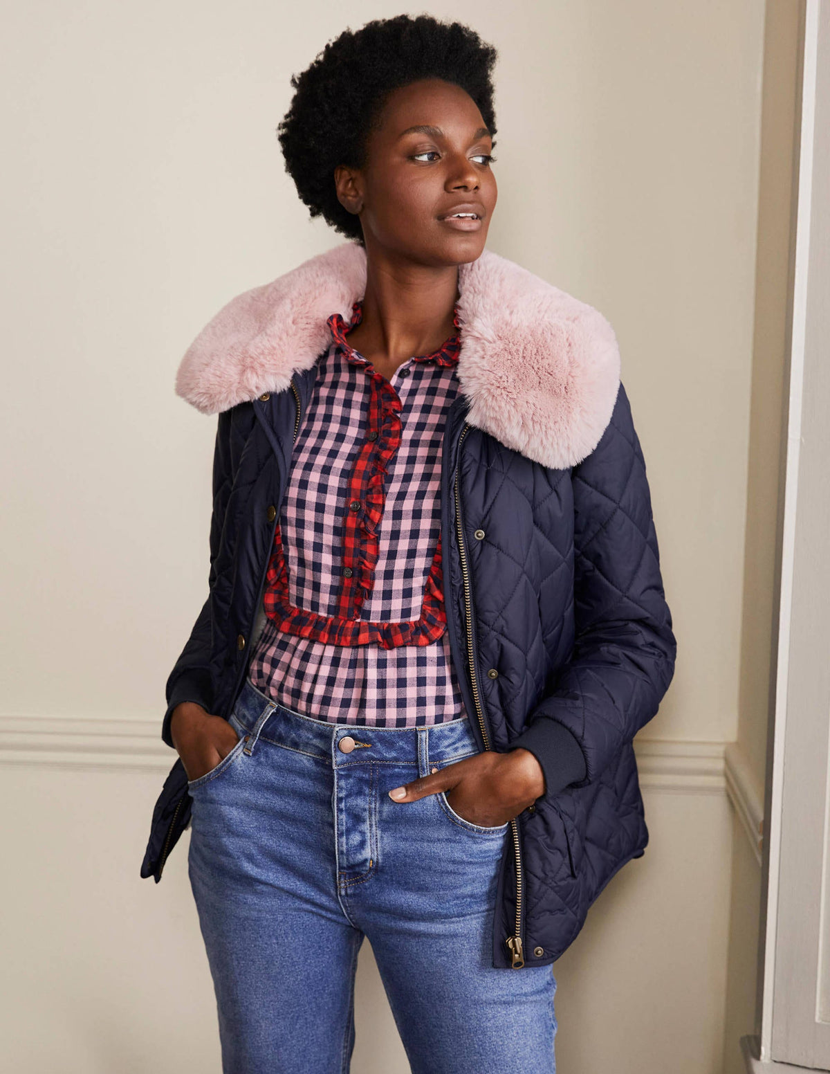 Hollie Quilted Jacket-Navy - Image 6