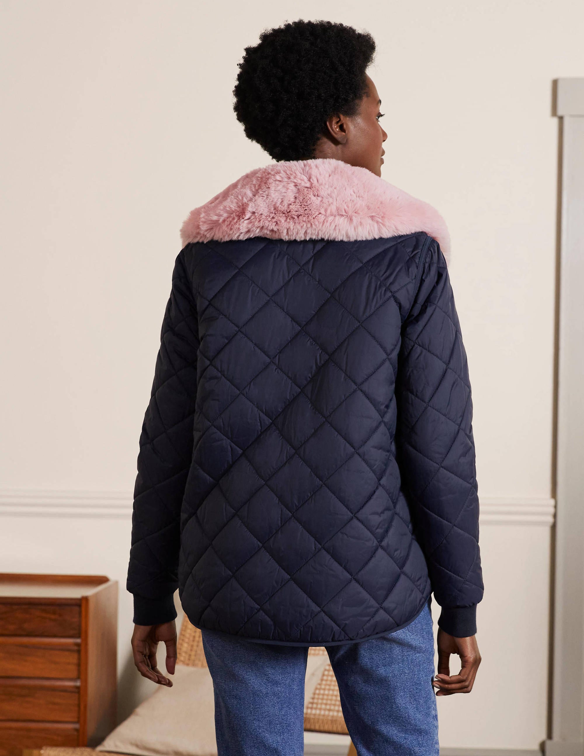 Hollie Quilted Jacket-Navy - Image 2