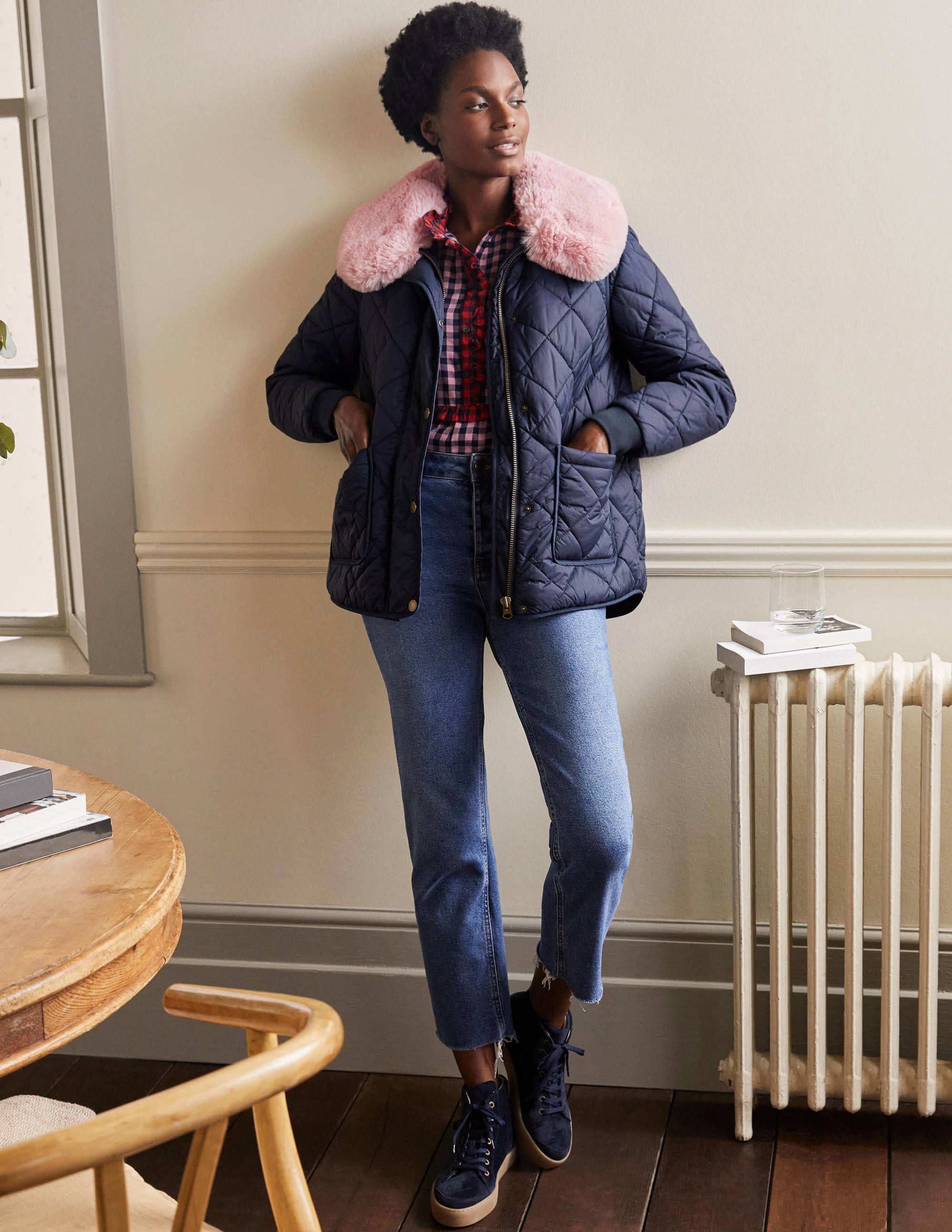 Hollie Quilted Jacket-Navy - Image 3