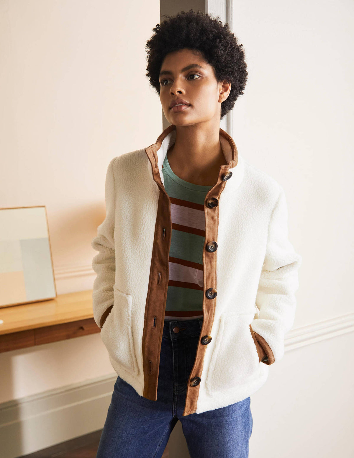Marcia Sherpa Jacket-Ivory-1