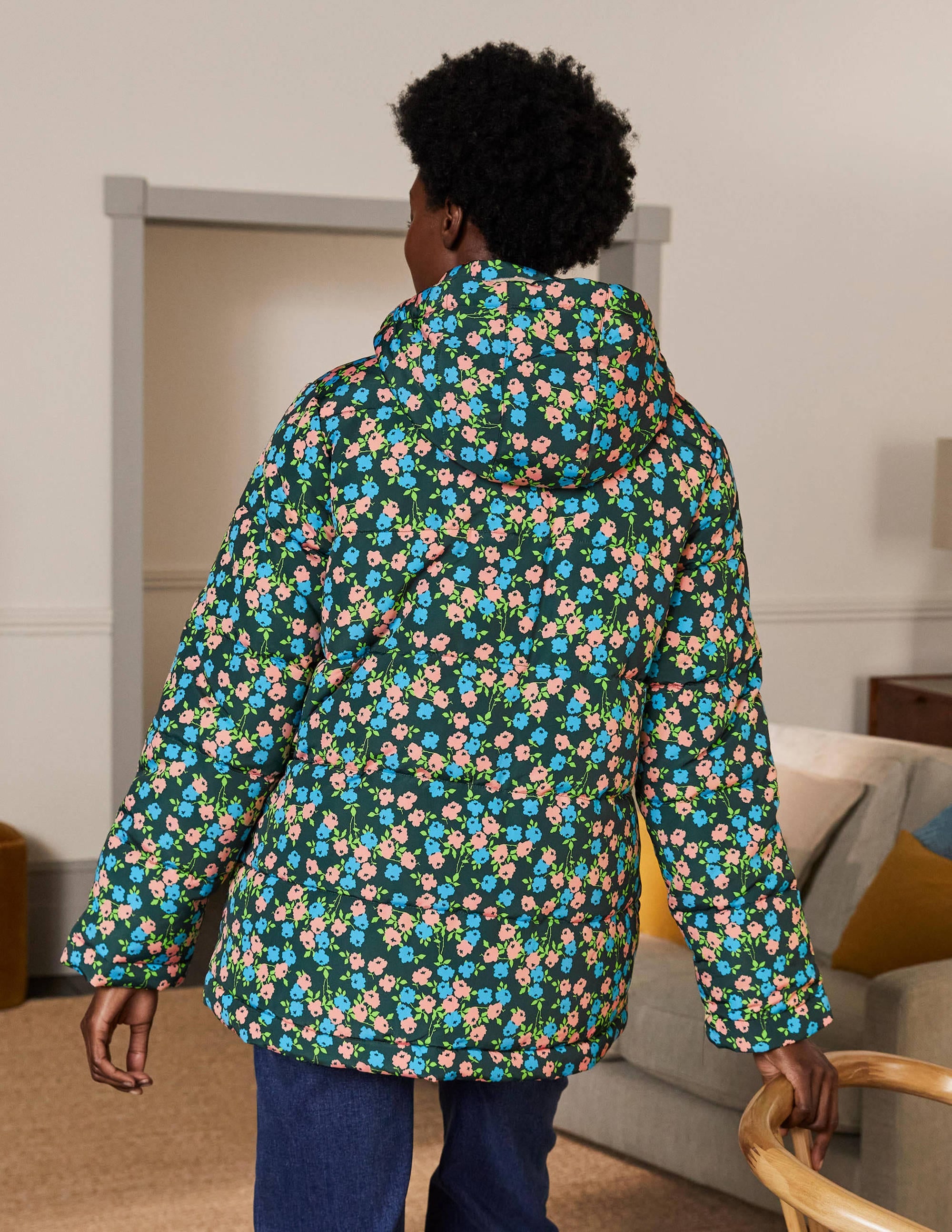 Brecon Puffer Coat-Midnight Garden Abstract Sprig - Image 2