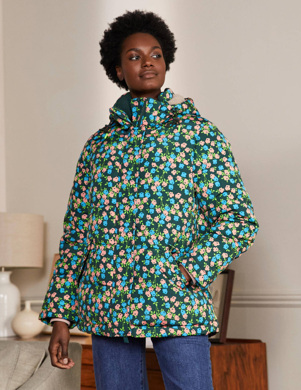 Brecon Puffer Coat-Midnight Garden Abstract Sprig-4