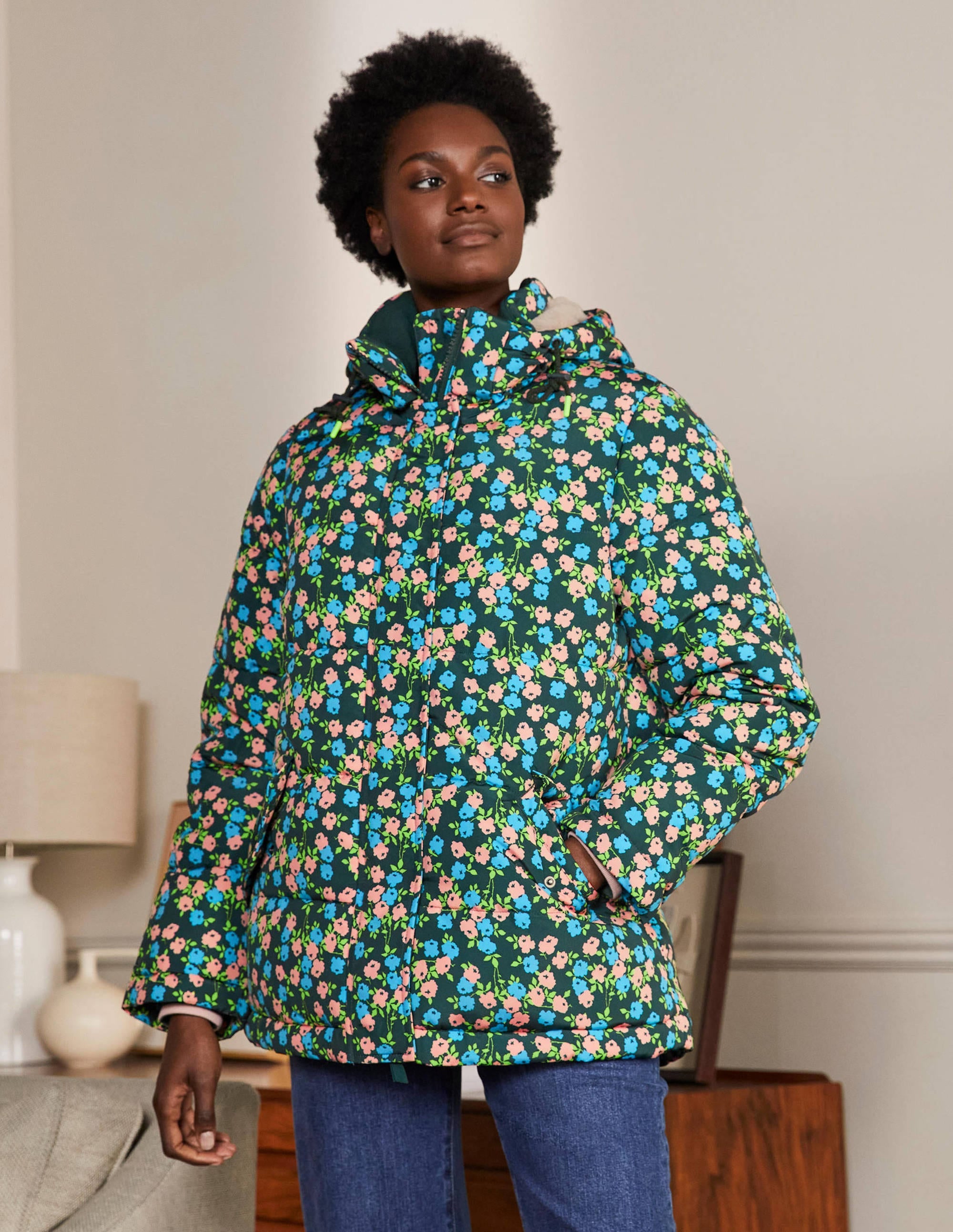 Brecon Puffer Coat-Midnight Garden Abstract Sprig - Image 4