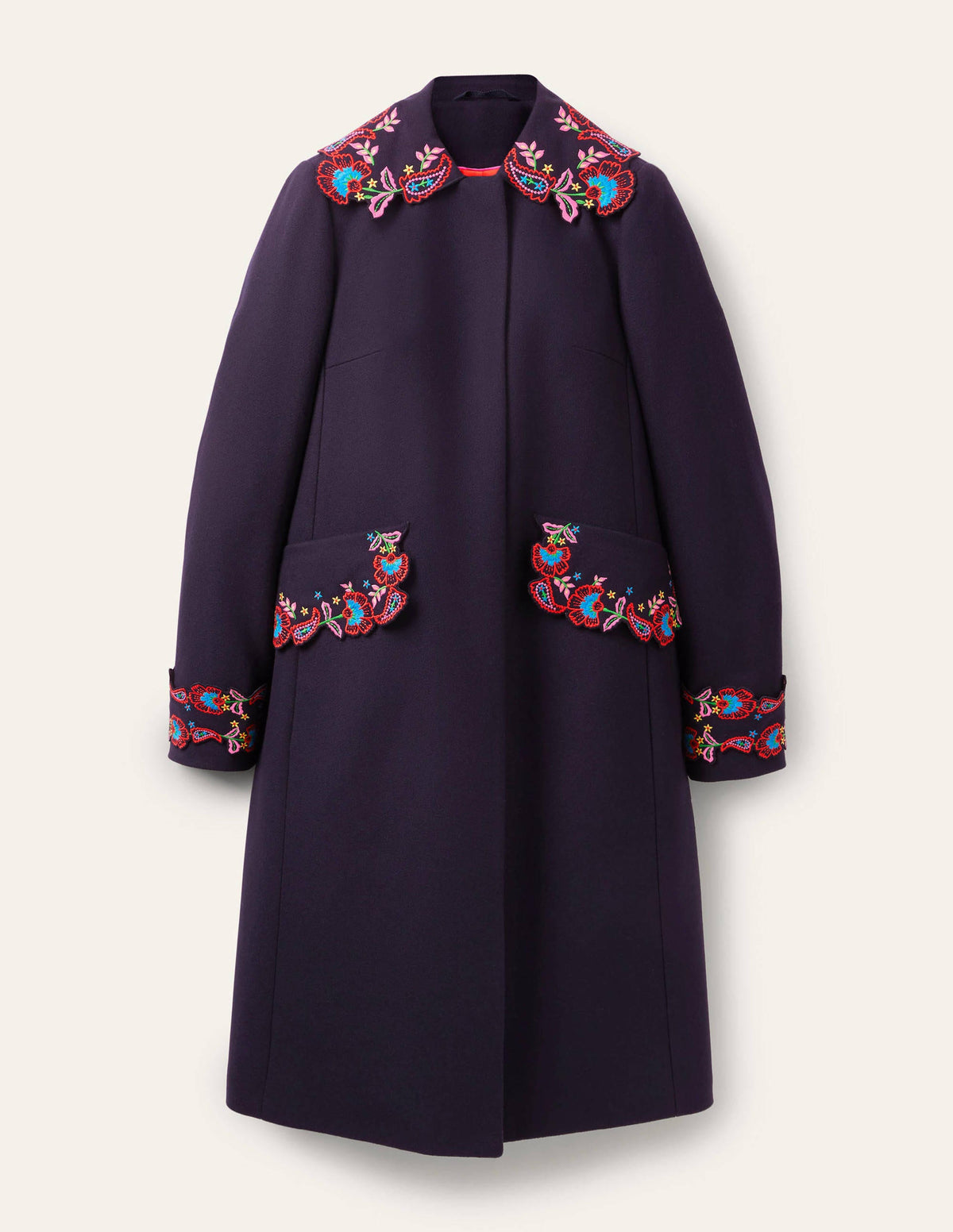 Floral Embroidered Coat-Navy Embroidered-6