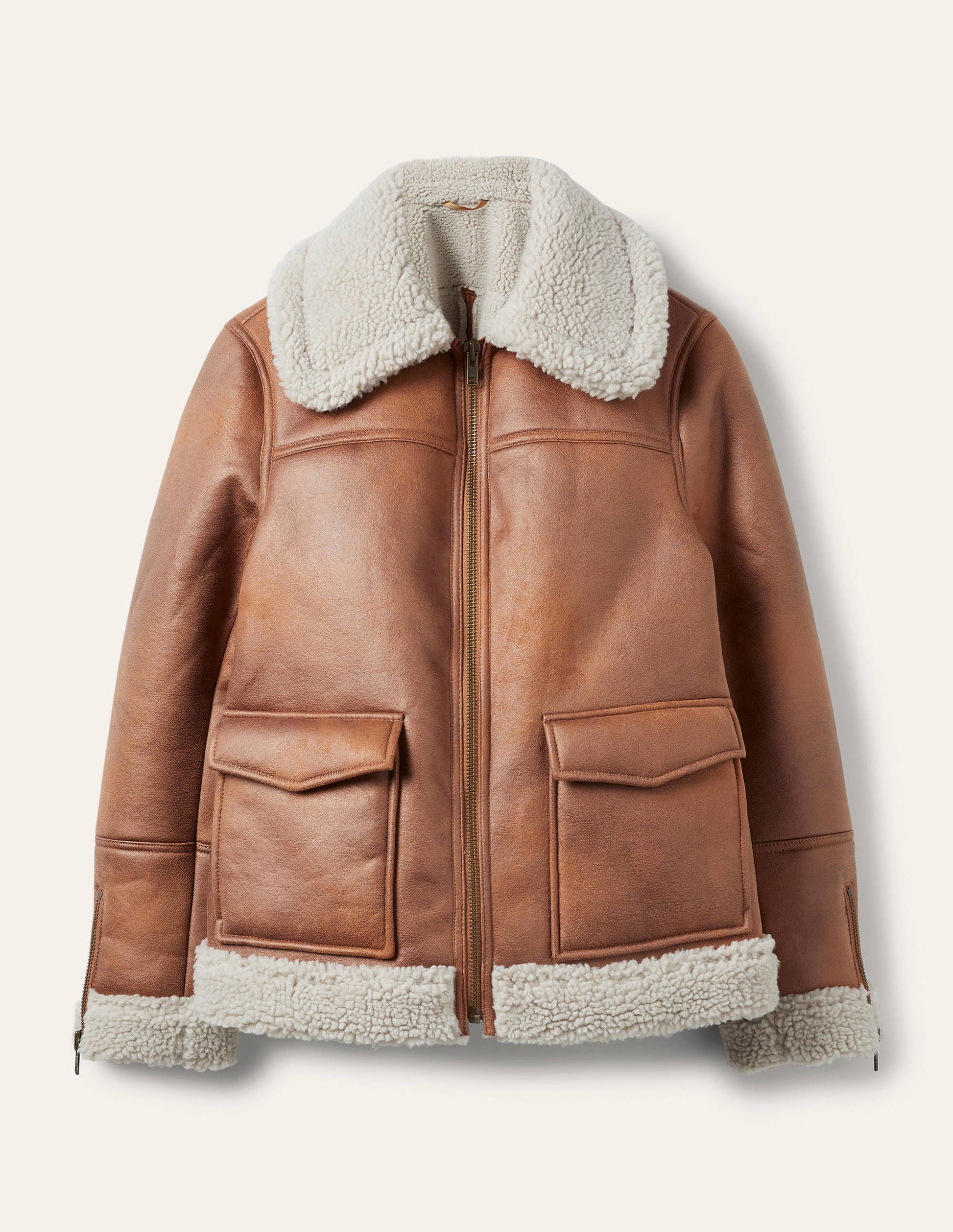 Dunmore Faux Shearling Jacket-Fudge-8