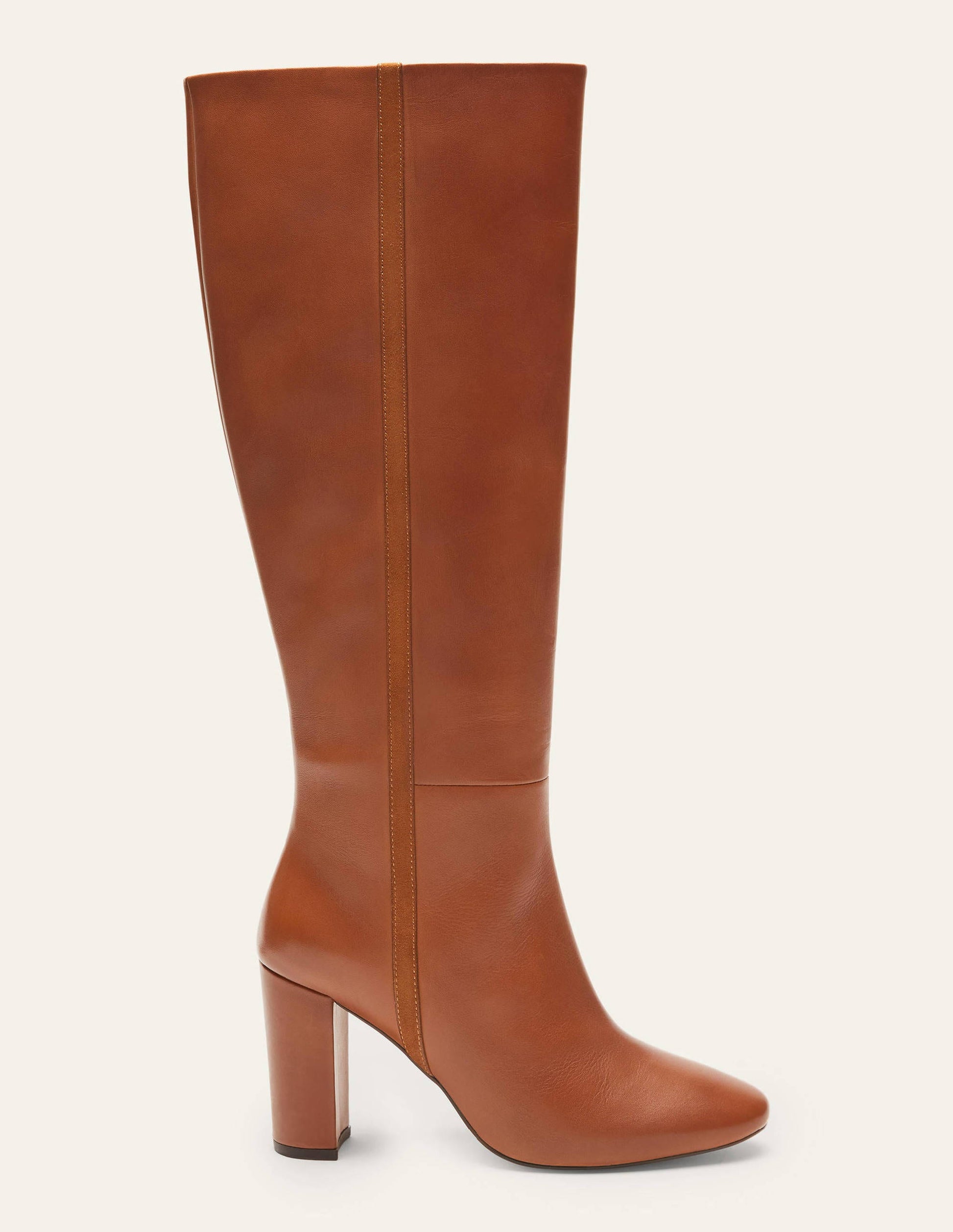 Knee High Leather Boots-Tan-2