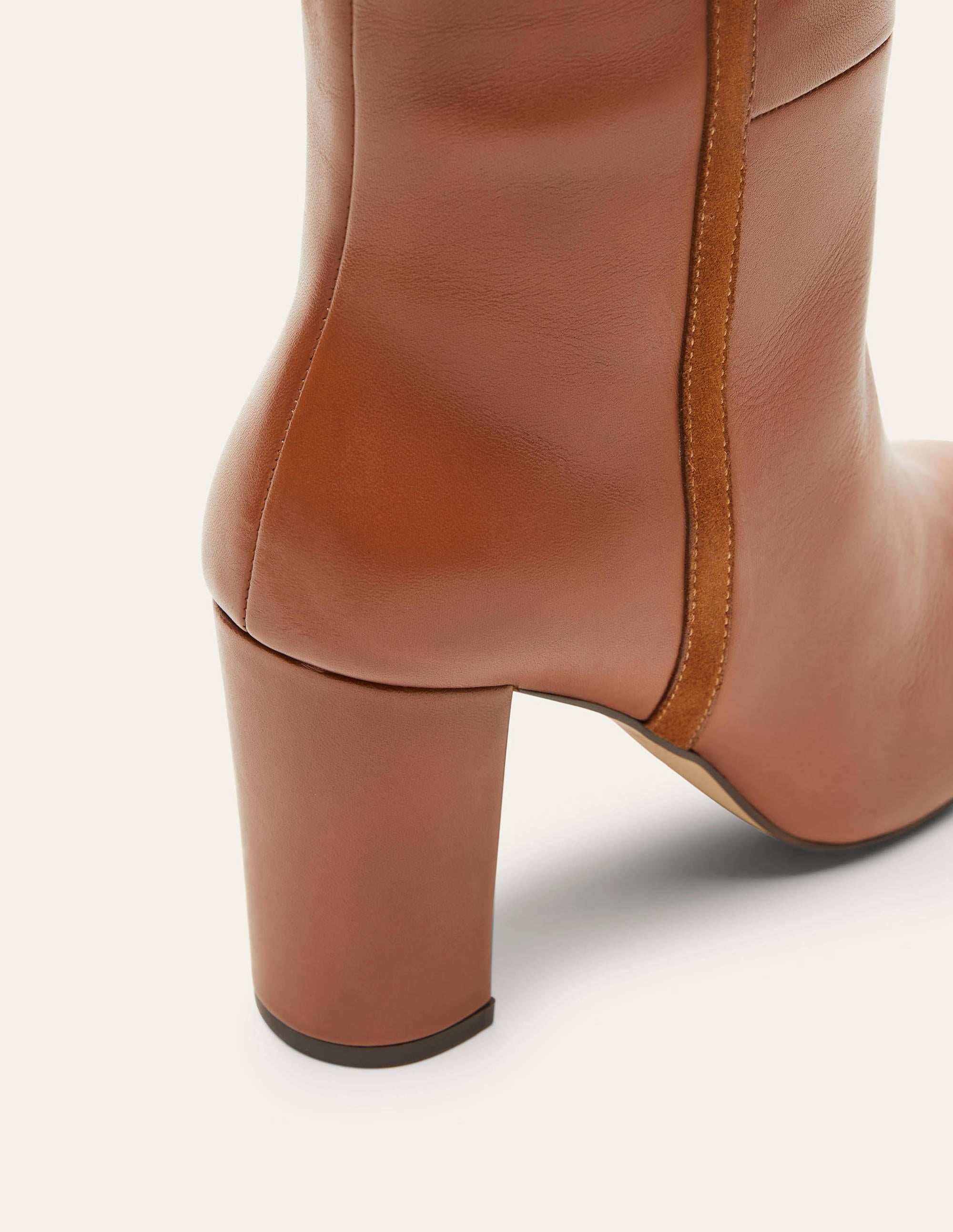 Knee High Leather Boots-Tan - Image 3