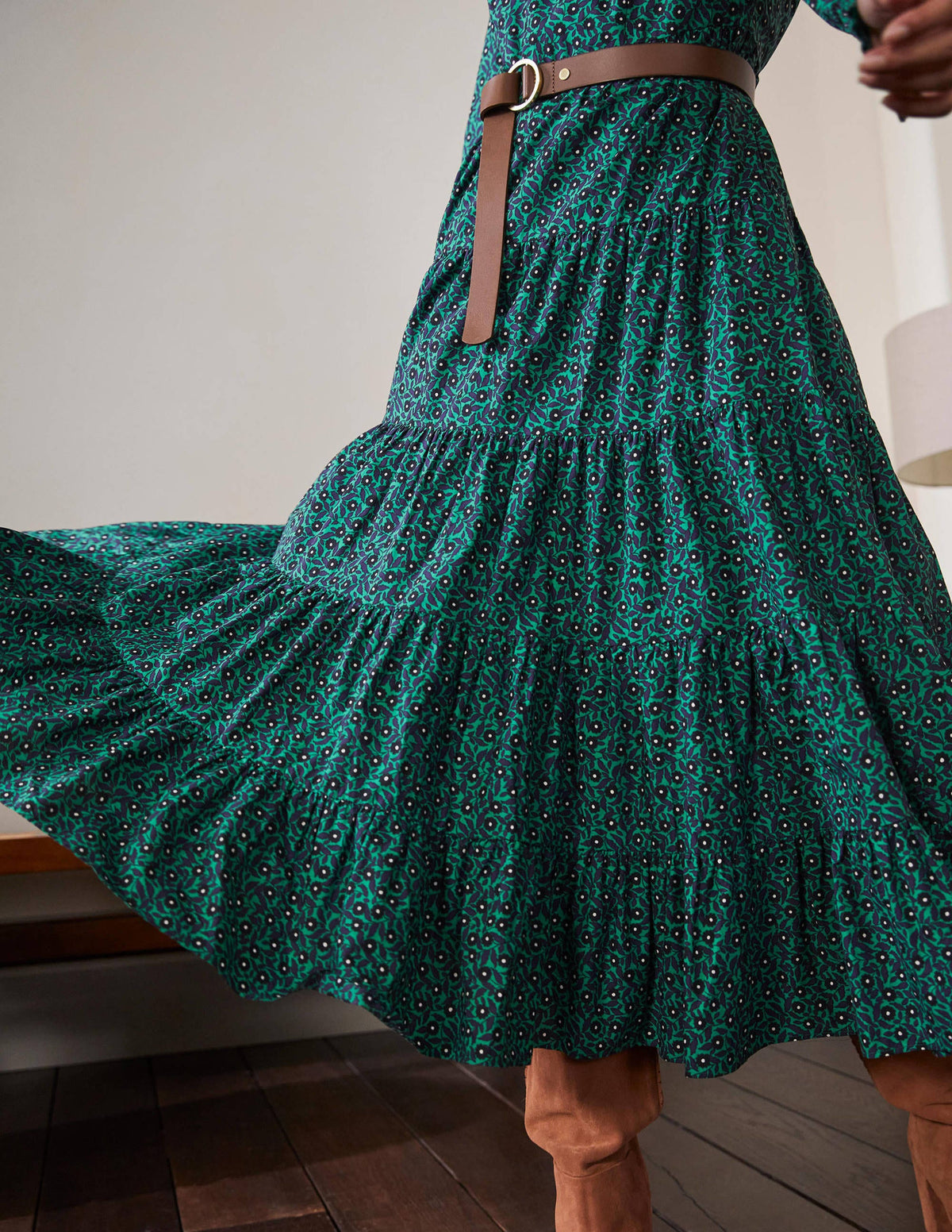 Tiered Maxi Dress-Highland Green, Rambling Ditsy - Image 5