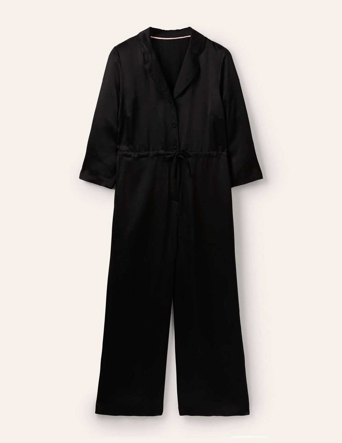 Collar Detail Cropped Jumpsuit-Black - Image 5