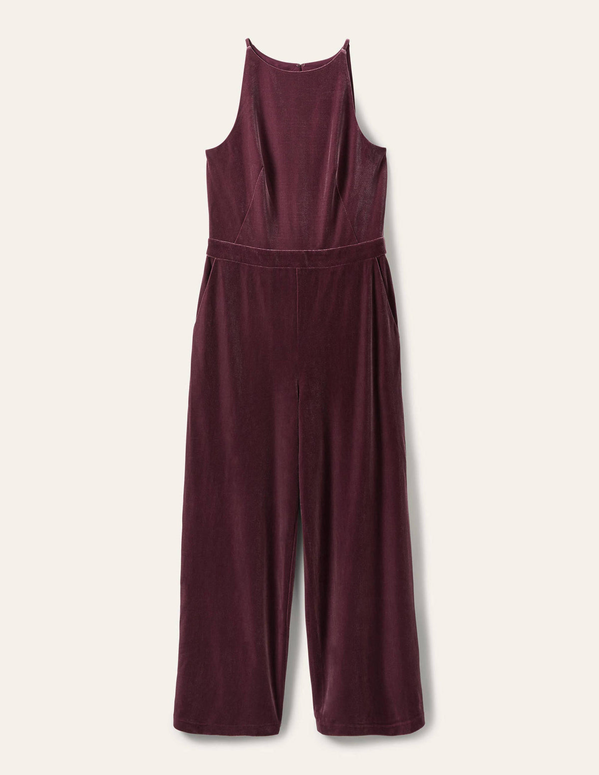 Halterneck Velvet Jumpsuit-Deep Wisteria-5