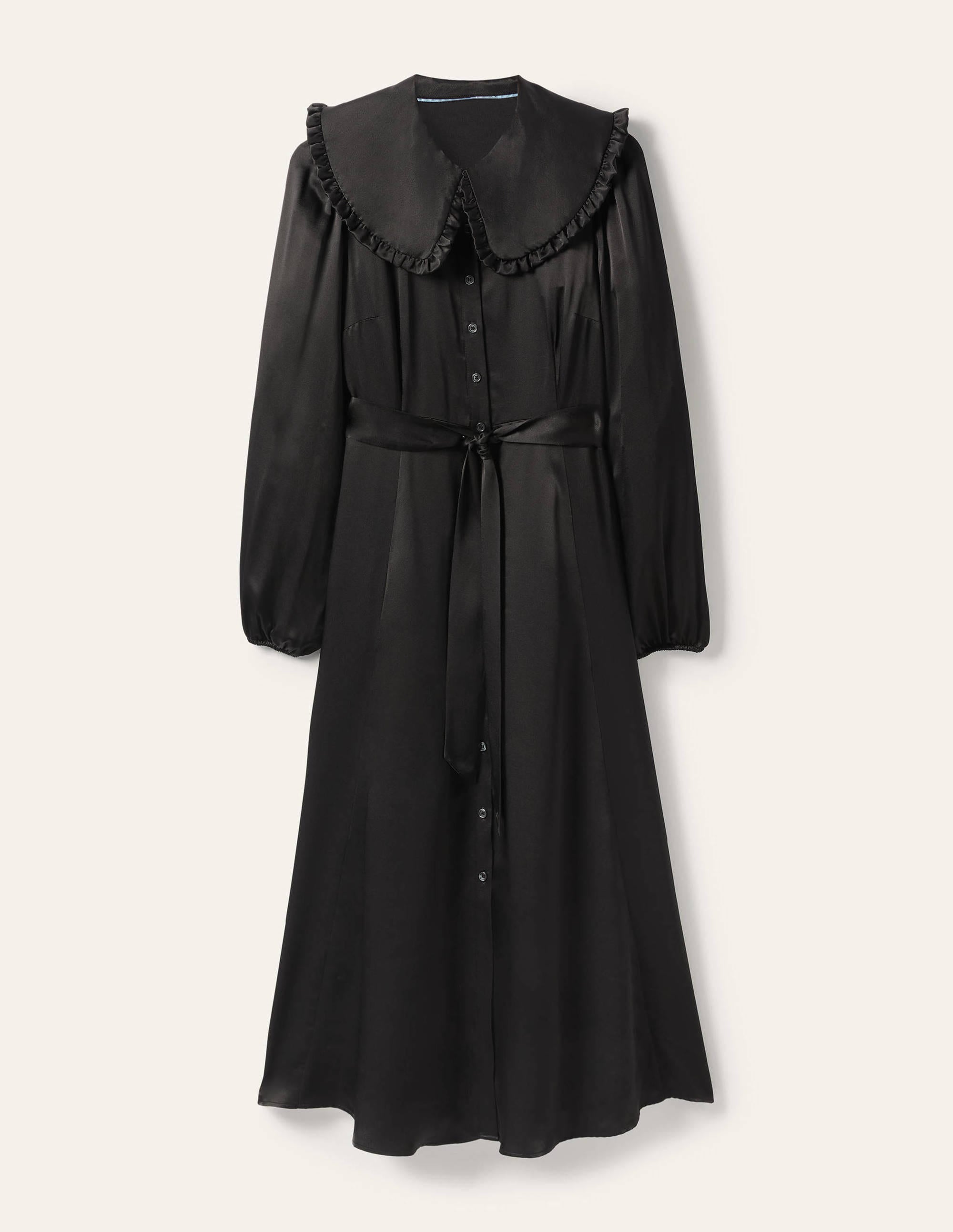 Collar Shirt Dress-Black - Image 5
