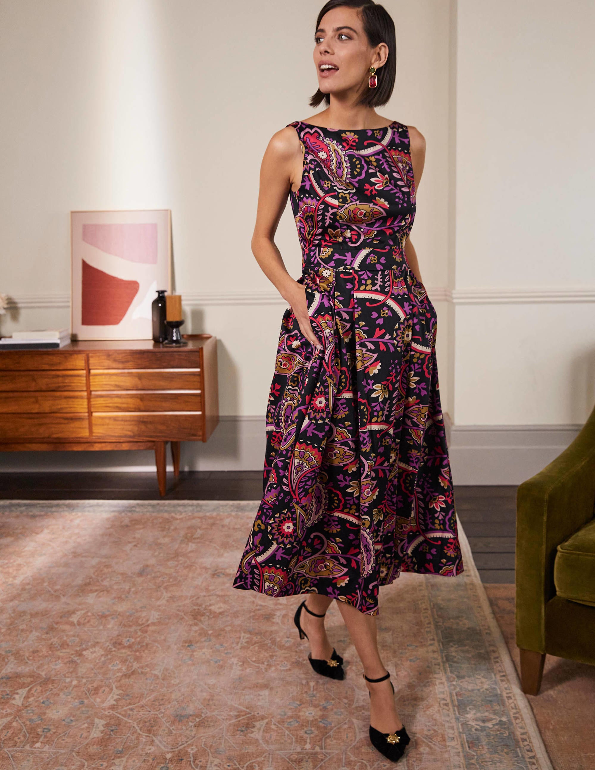 Scoop Back Fit and Flare Dress-Black,  Fantastical - Image 1