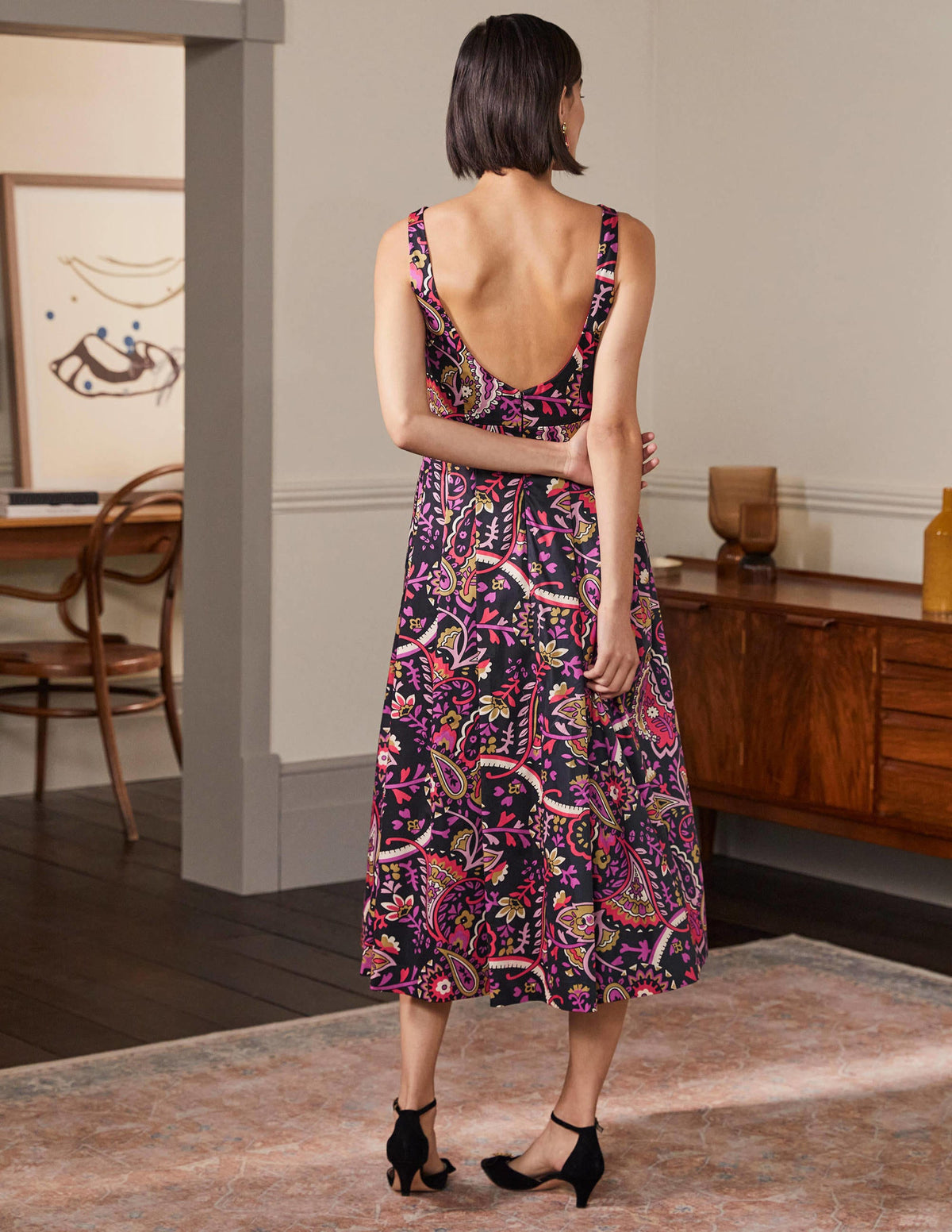 Scoop Back Fit and Flare Dress-Black,  Fantastical - Image 3