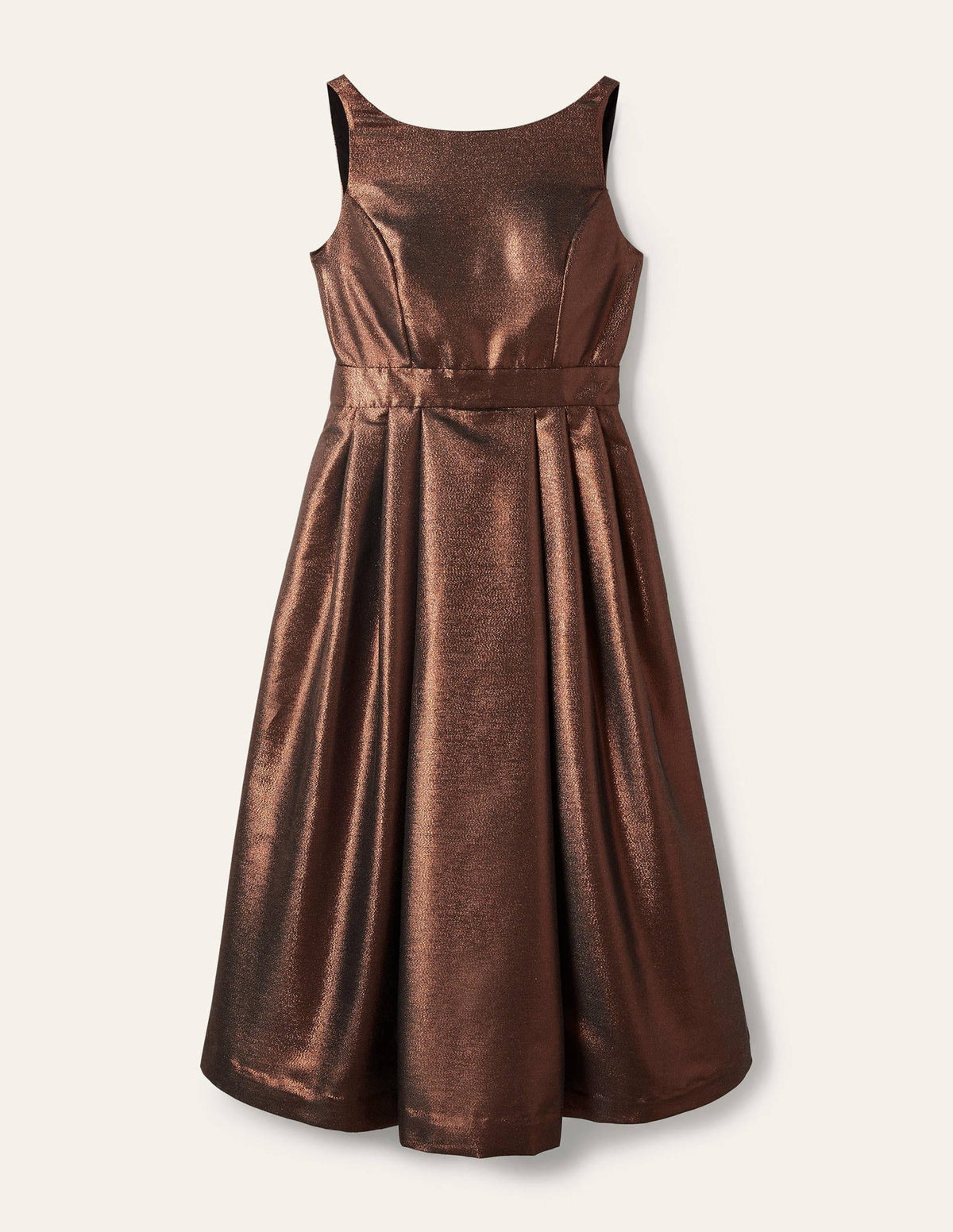 Scoop Back Fit and Flare Dress-Bronze Lurex-5