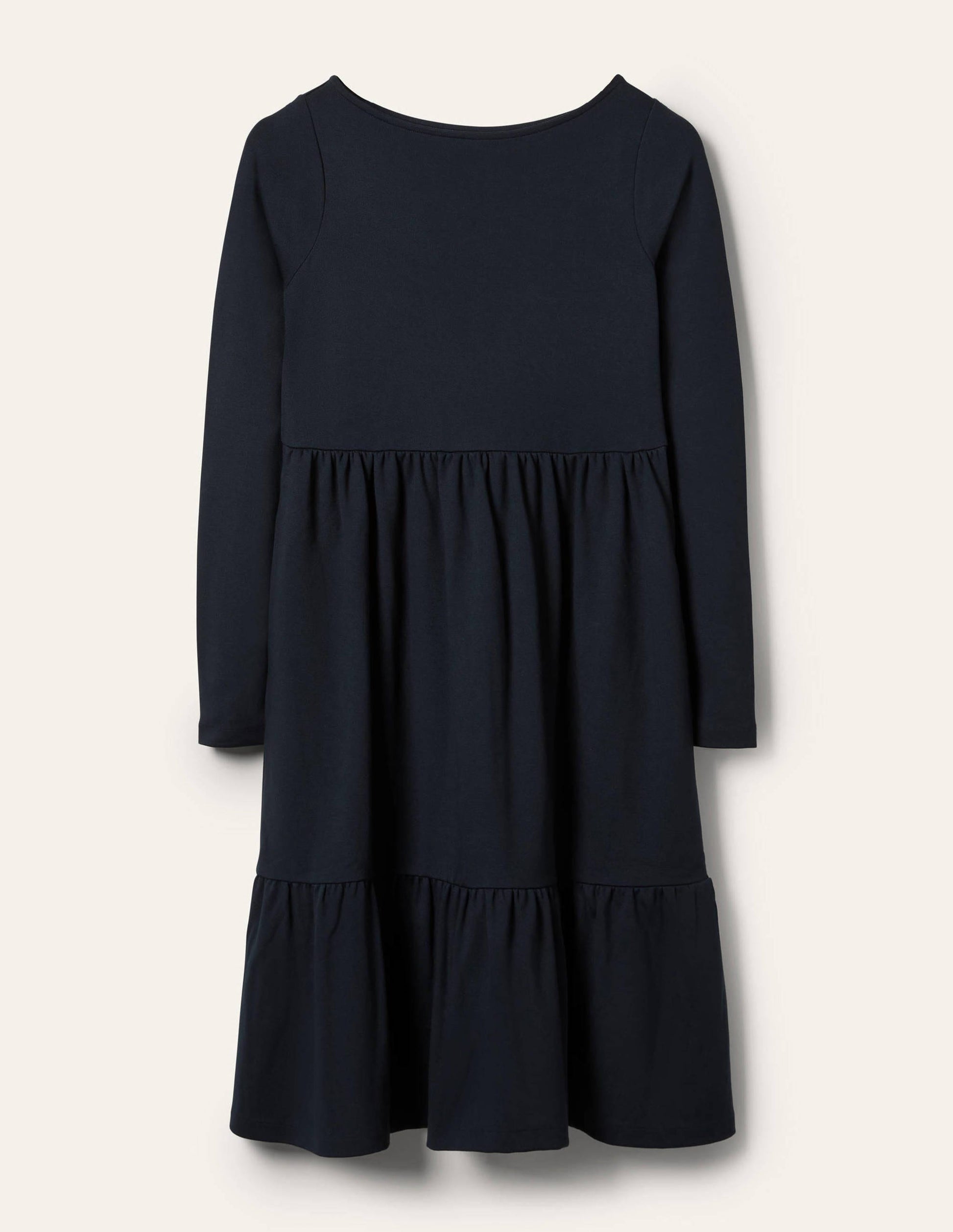 Tiered Ponte Dress-Navy-5