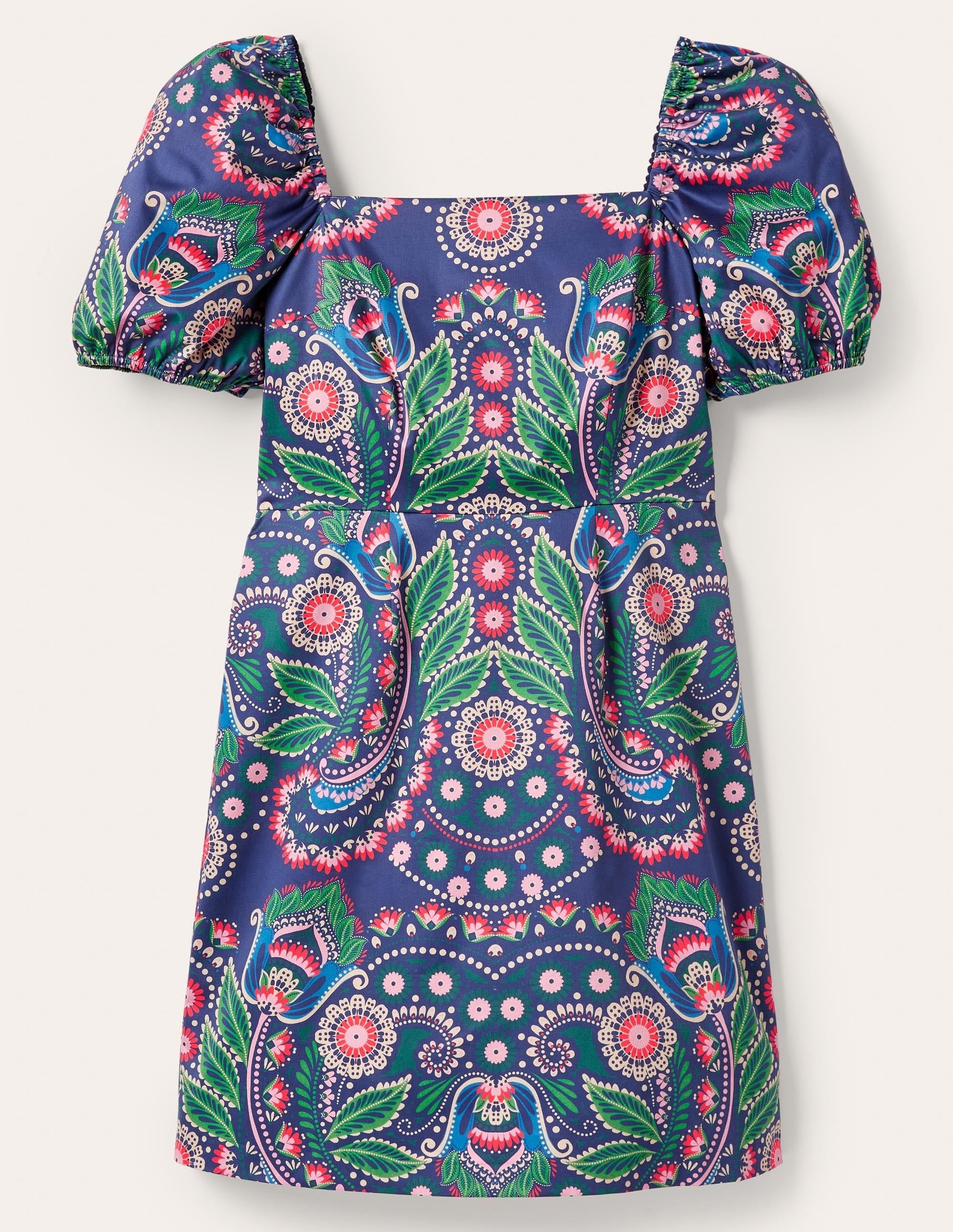 Short Puff Dress-Navy, Daisy Paisley - Image 5