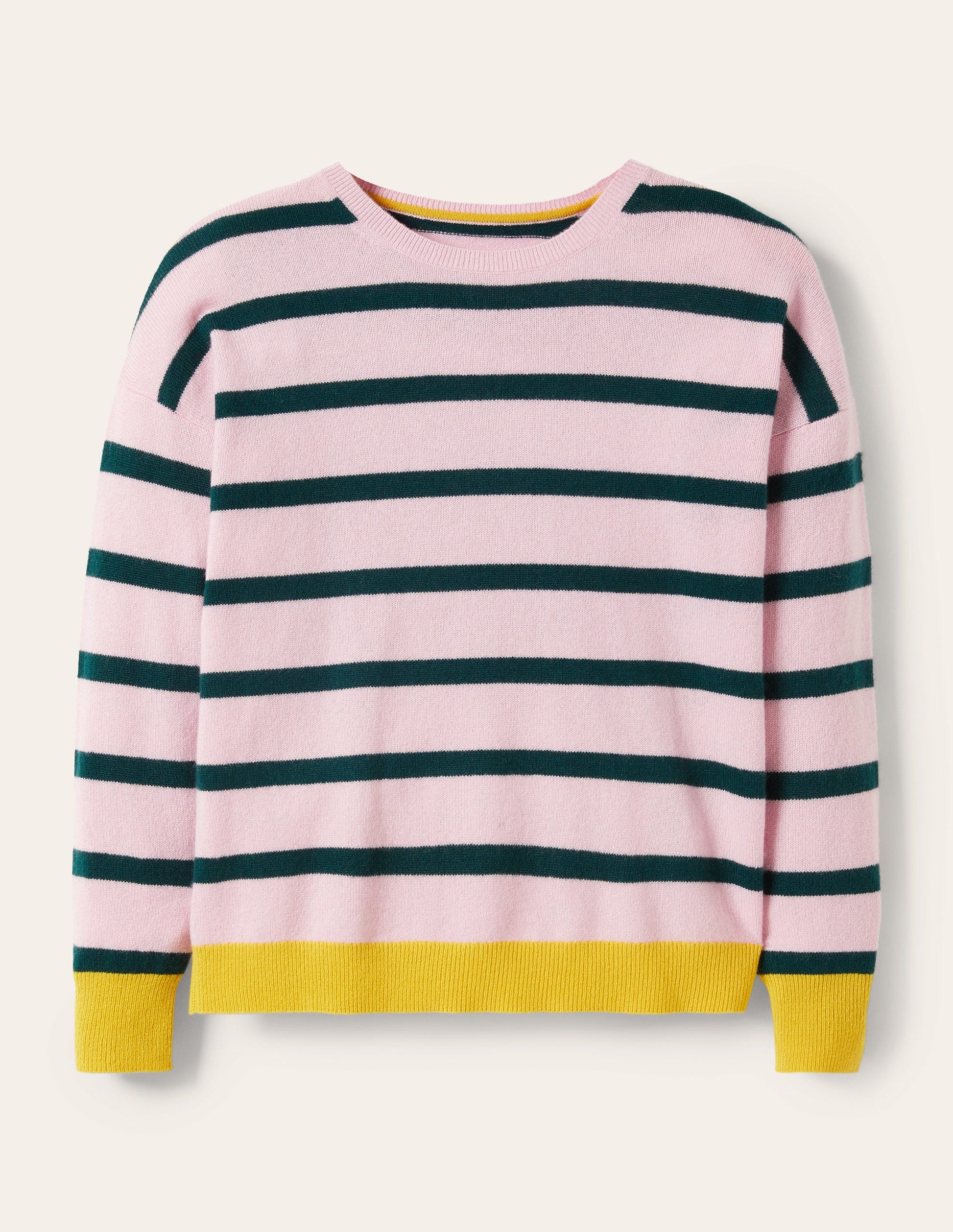 Striped Cashmere Sweater-Morganite Pink Stripe-5
